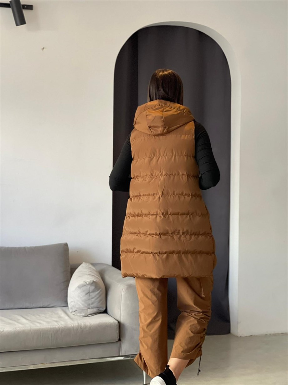 LANA KAHVE UZUN YELEK