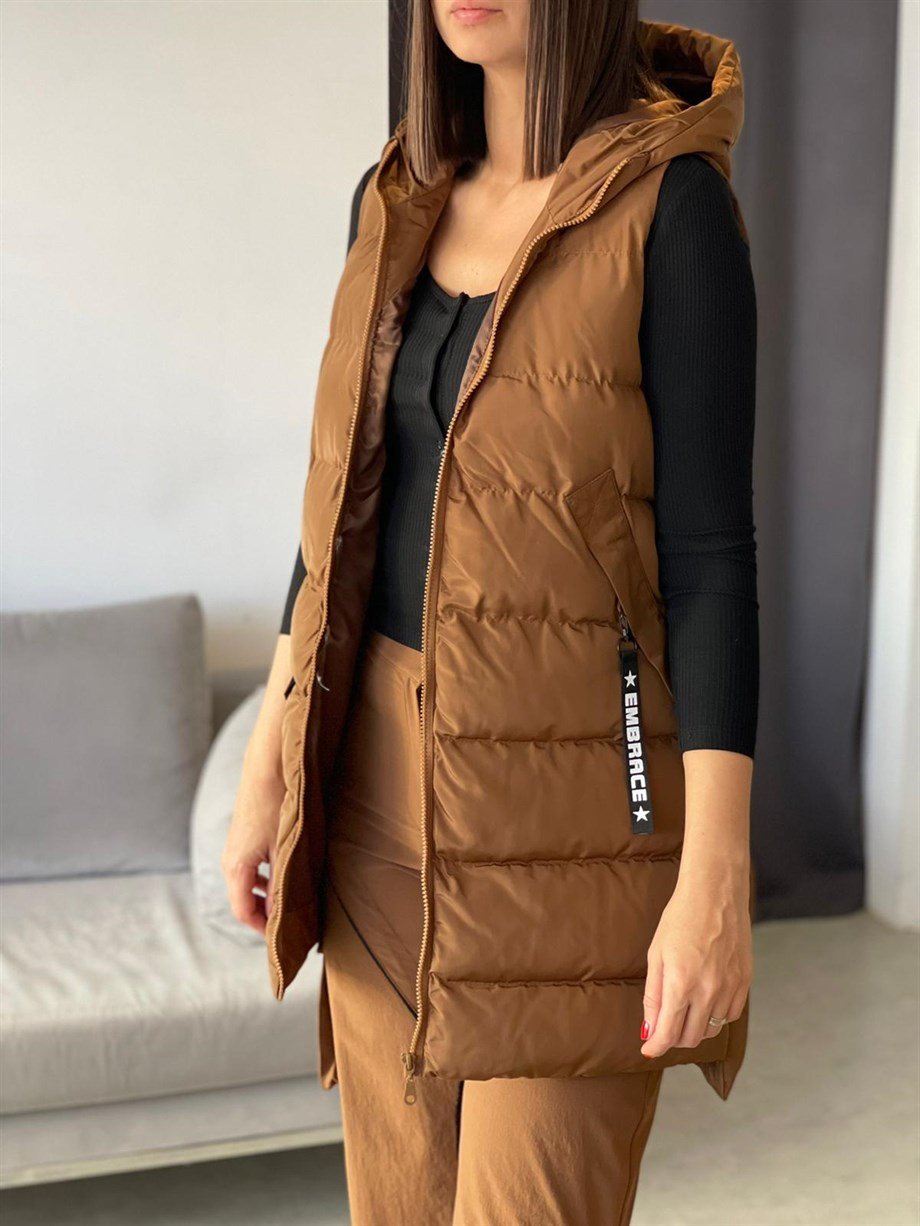 LANA KAHVE UZUN YELEK