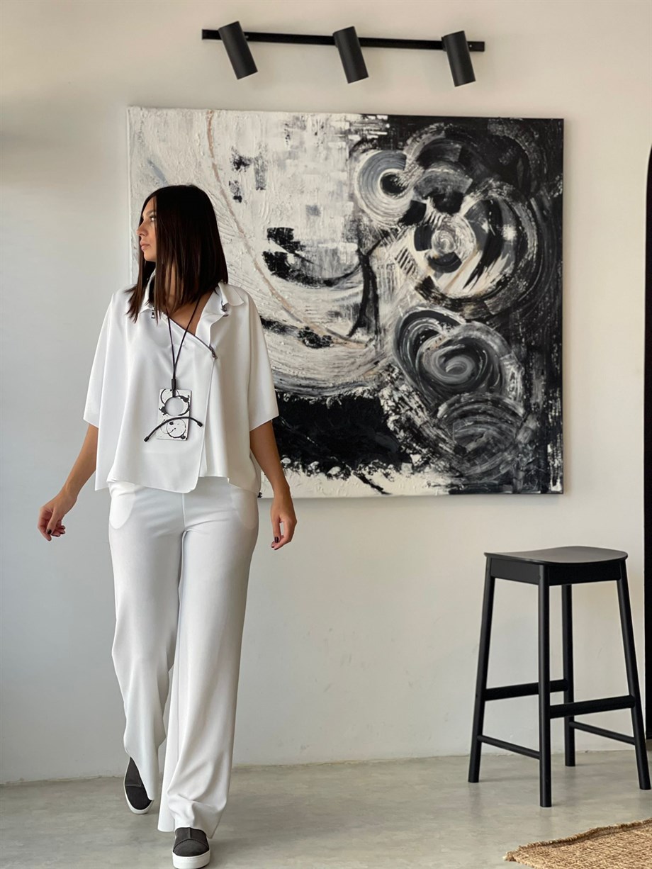 LATİNA BEYAZ BOL PAÇA PANTOLON