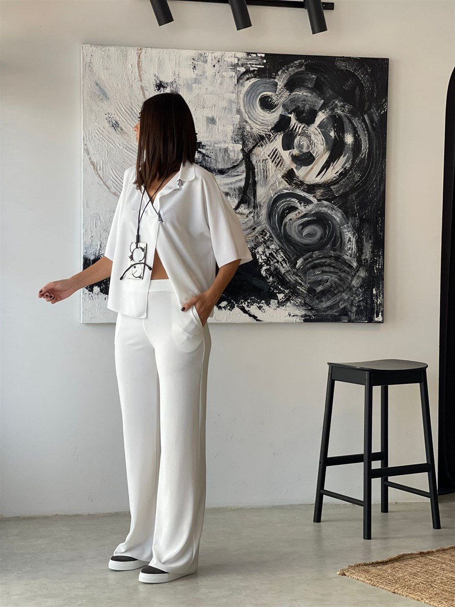 LATİNA BEYAZ BOL PAÇA PANTOLON