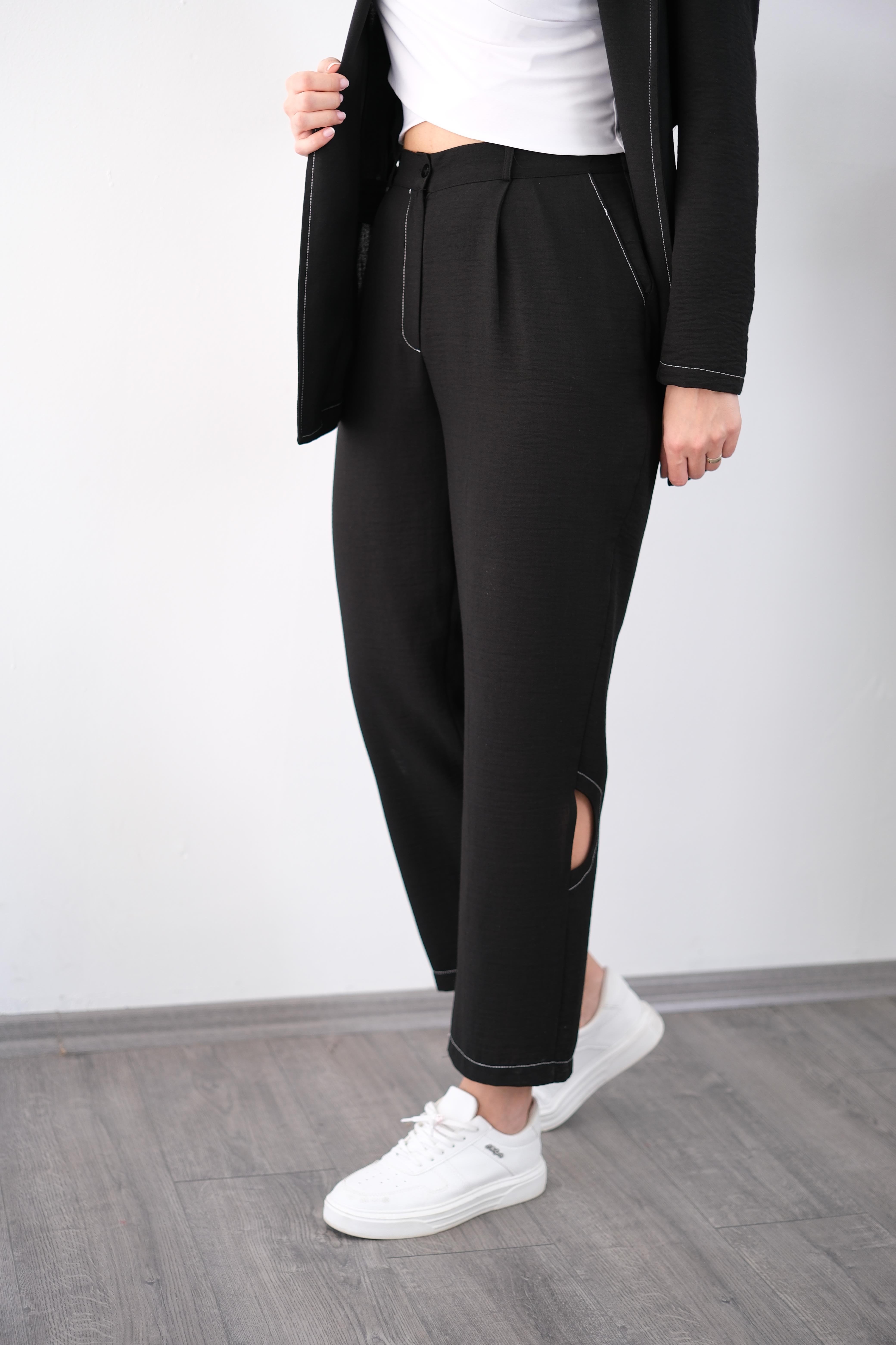 LİPARİ TASARIM SİYAH PANTOLON