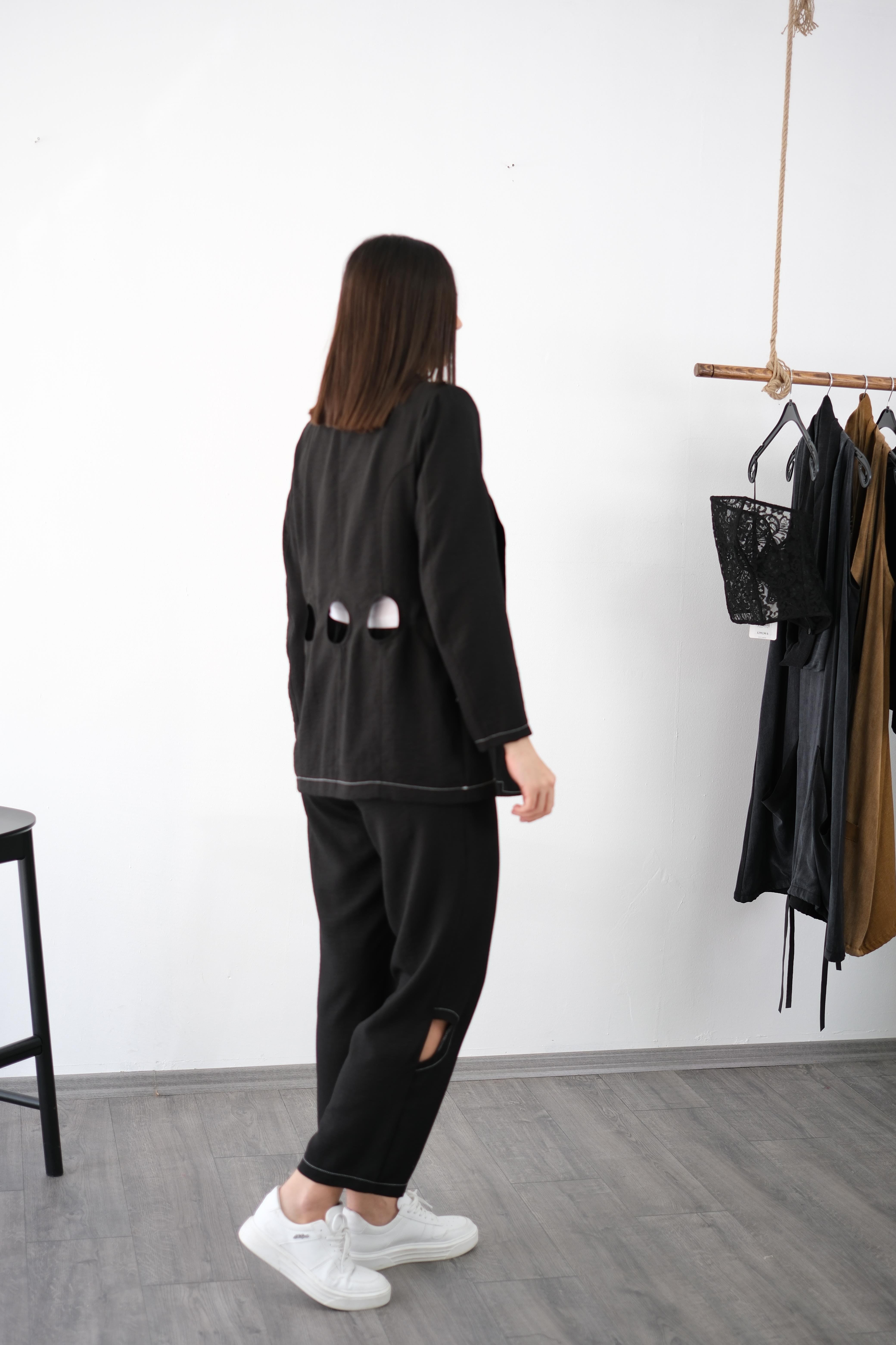 LİPARİ TASARIM SİYAH PANTOLON