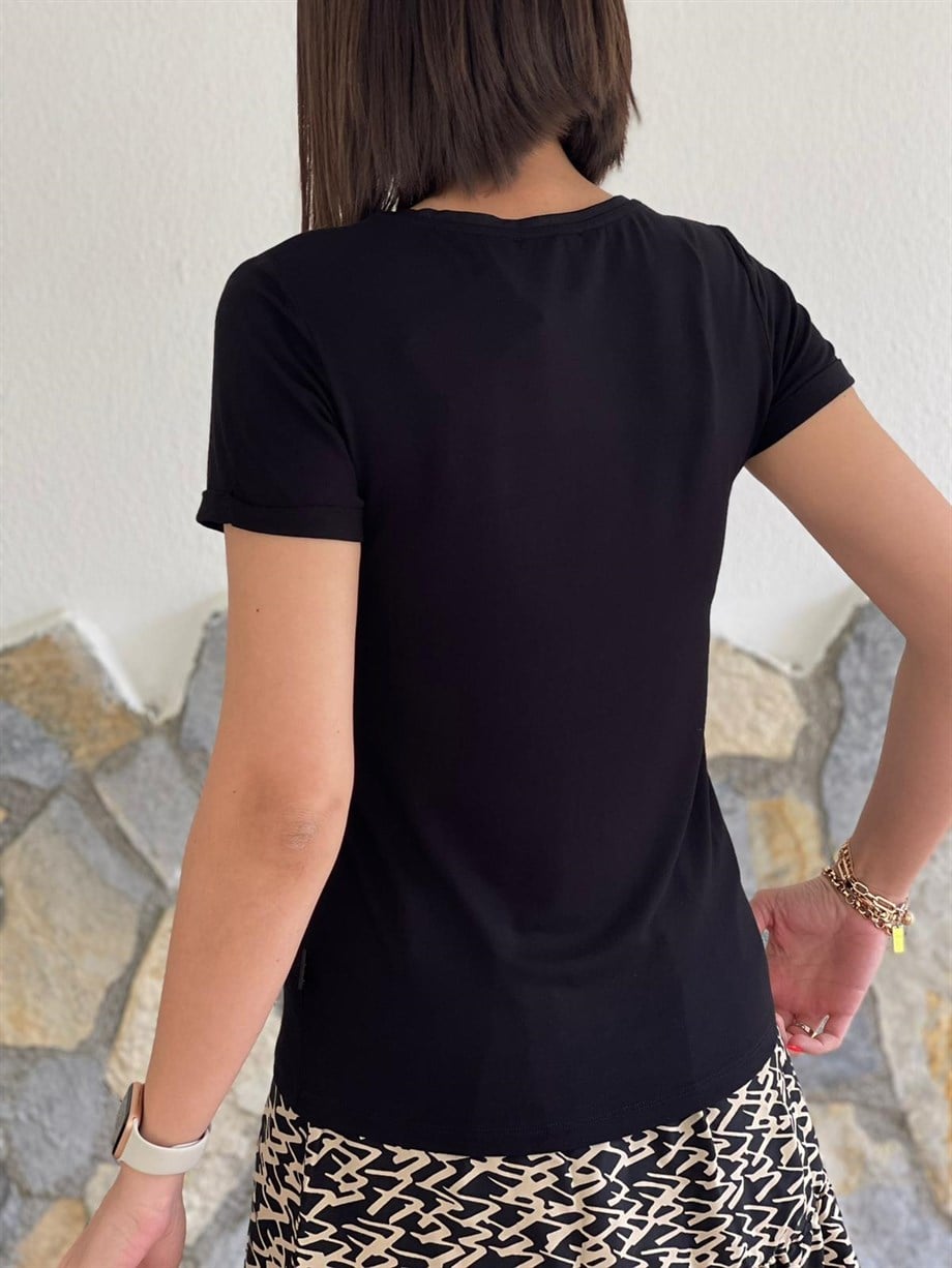 LUXURY SİYAH BASKILI TİŞÖRT