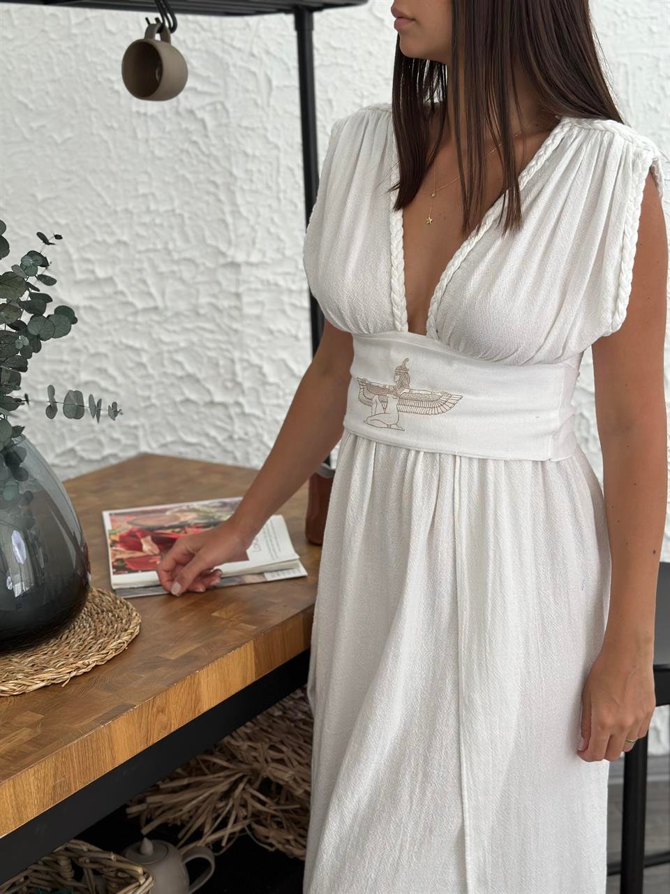 MADELENA BEYAZ TASARIM ELBİSE