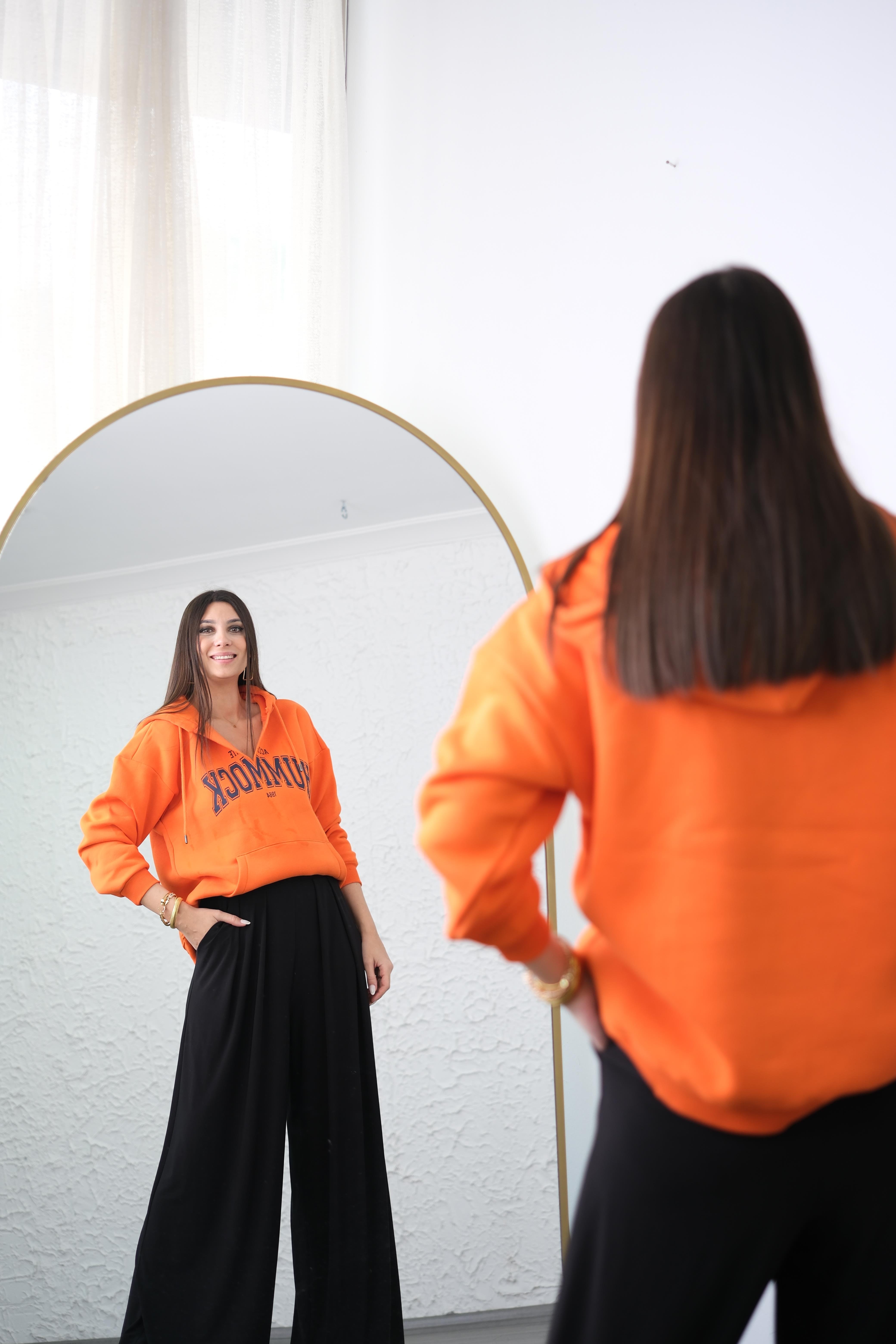 MADEN BASKI DETAYLI TURUNCU SWEAT