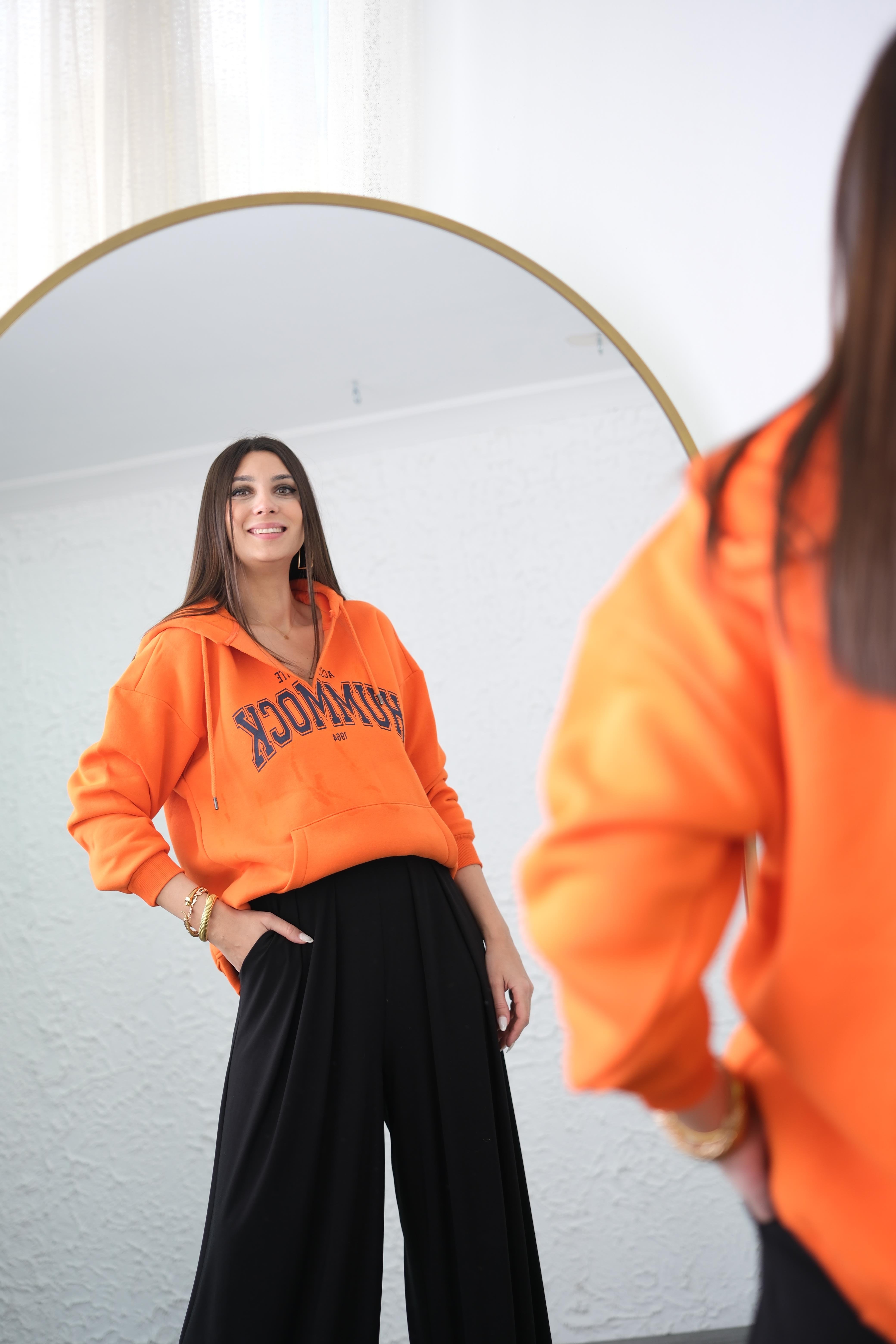 MADEN BASKI DETAYLI TURUNCU SWEAT