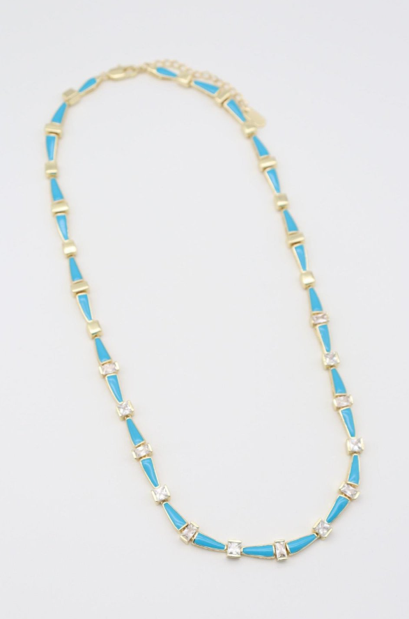 MAİ BAKLA SIRALI MAVİ KOLYE 50CM