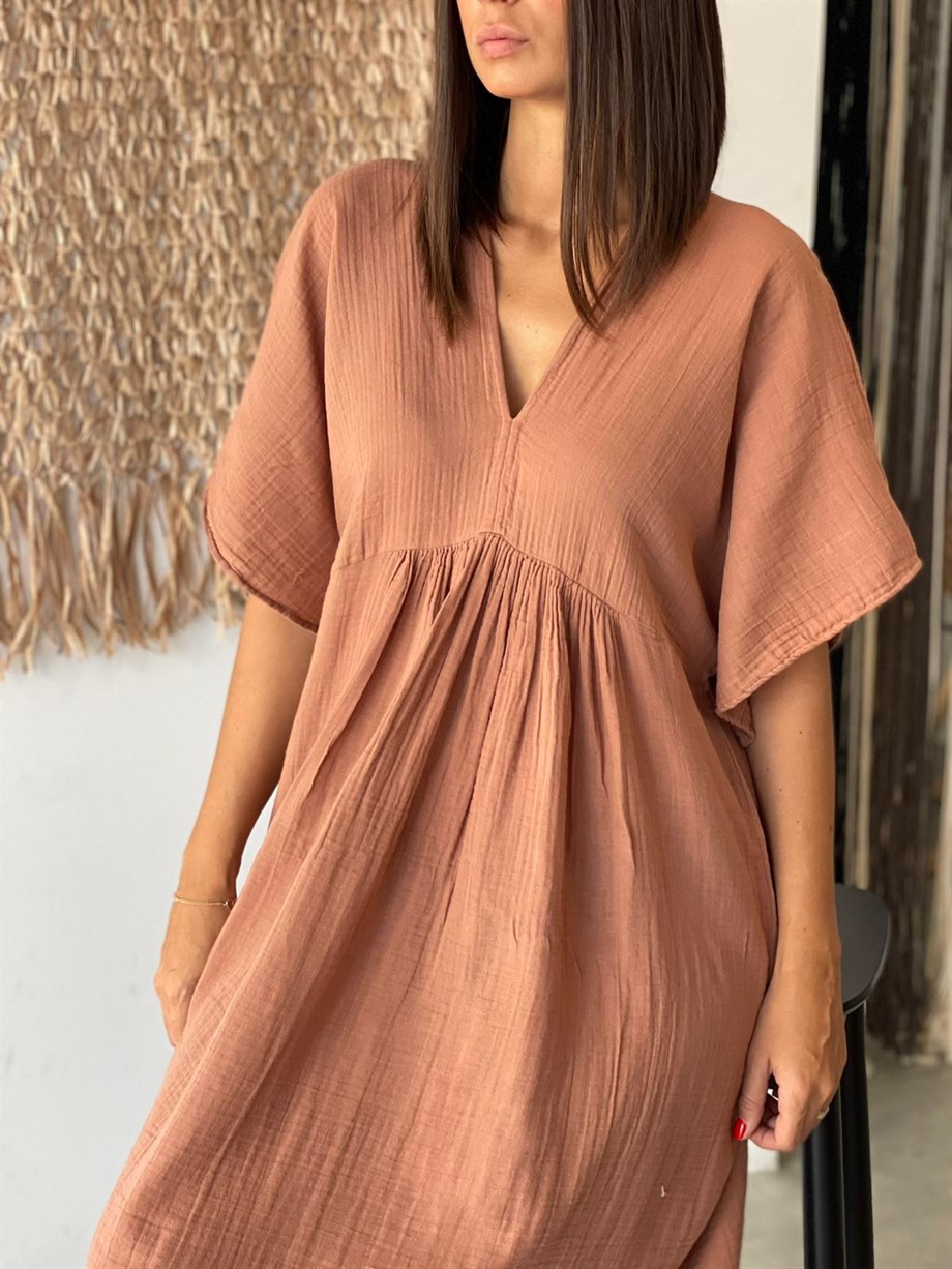 MAİA MOCHA MÜSLİN ELBİSE