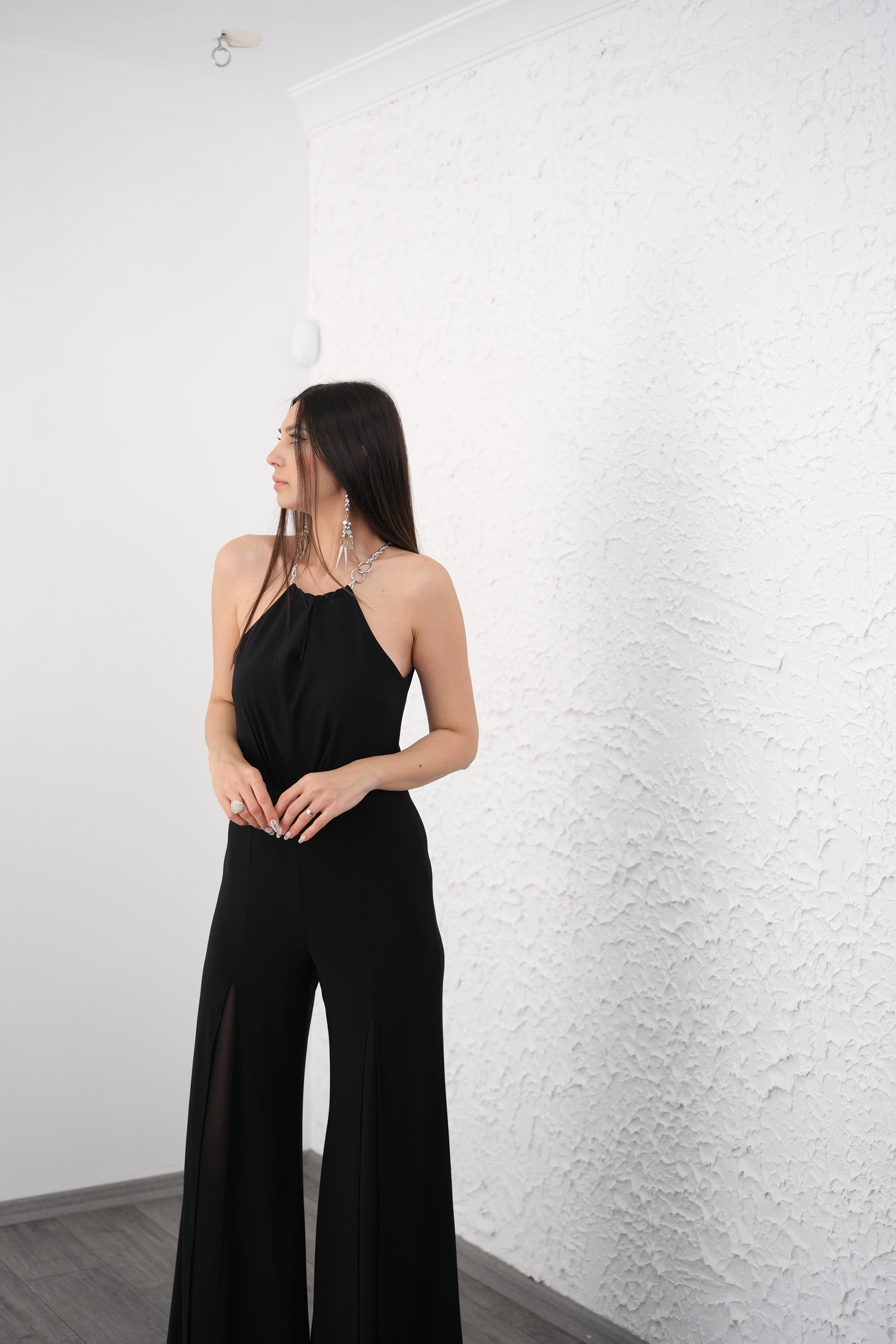 MAKE ZİNCİRLİ SİYAH TULUM