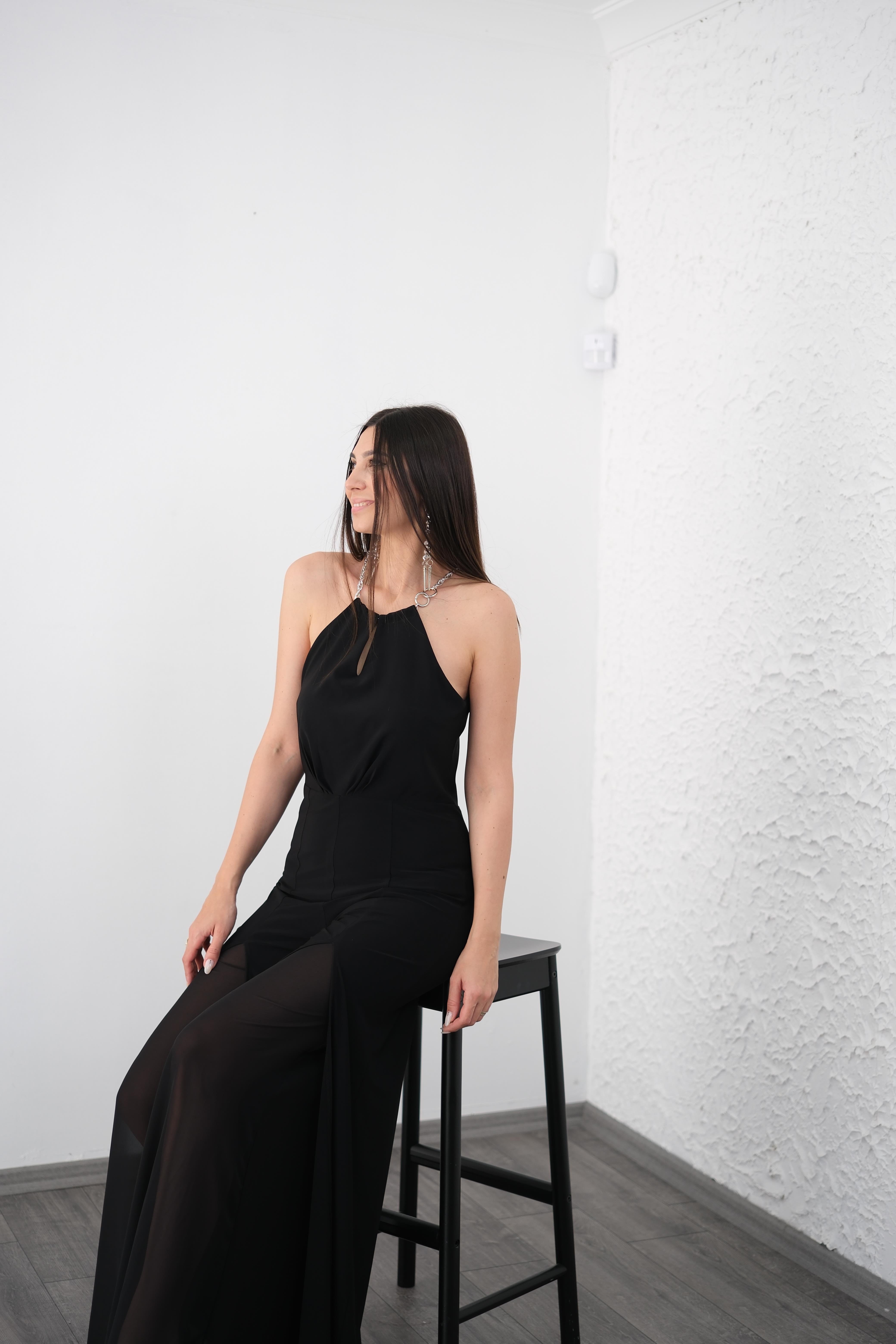 MAKE ZİNCİRLİ SİYAH TULUM