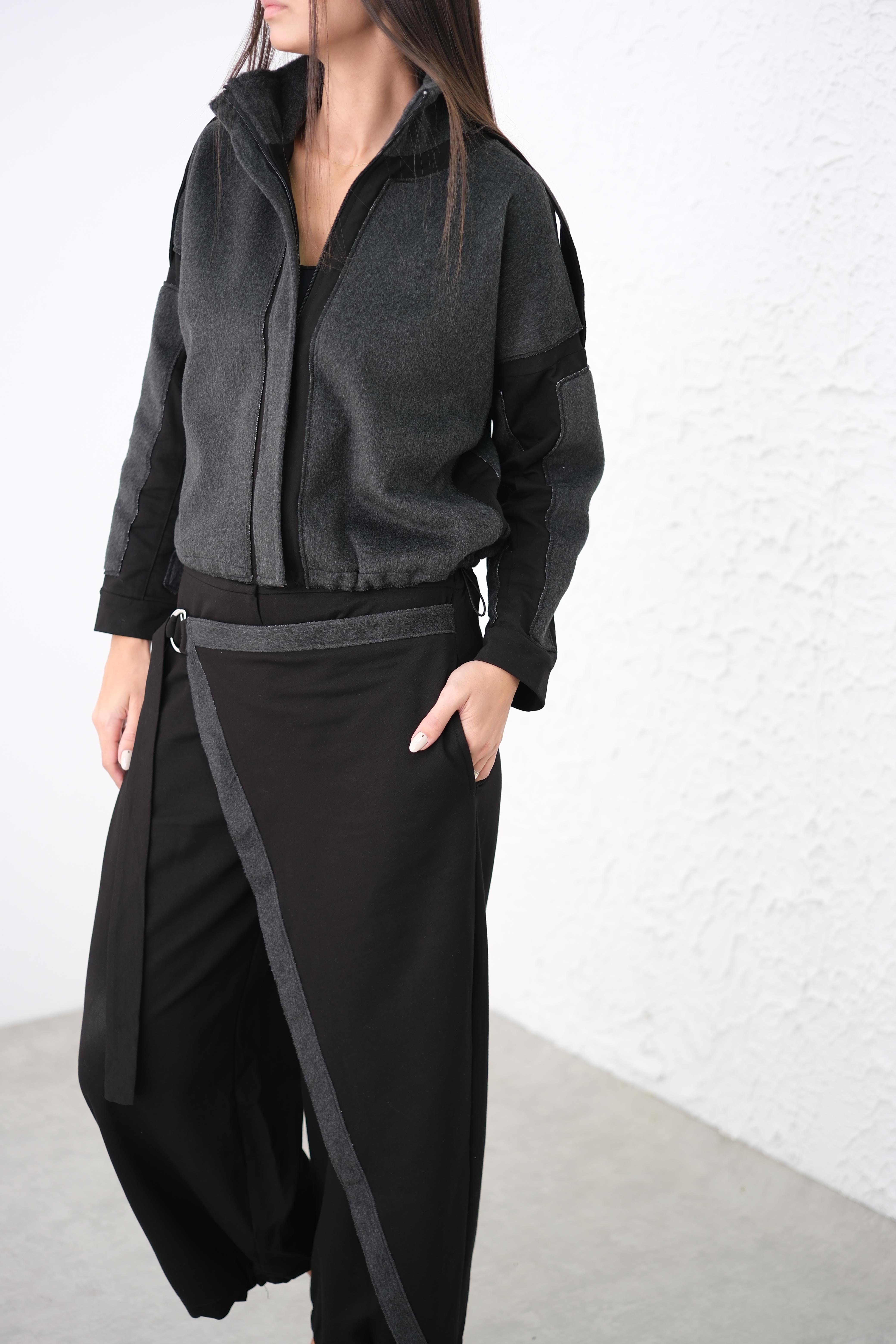 MARTA ANTRASİT DETAYLI CEKET