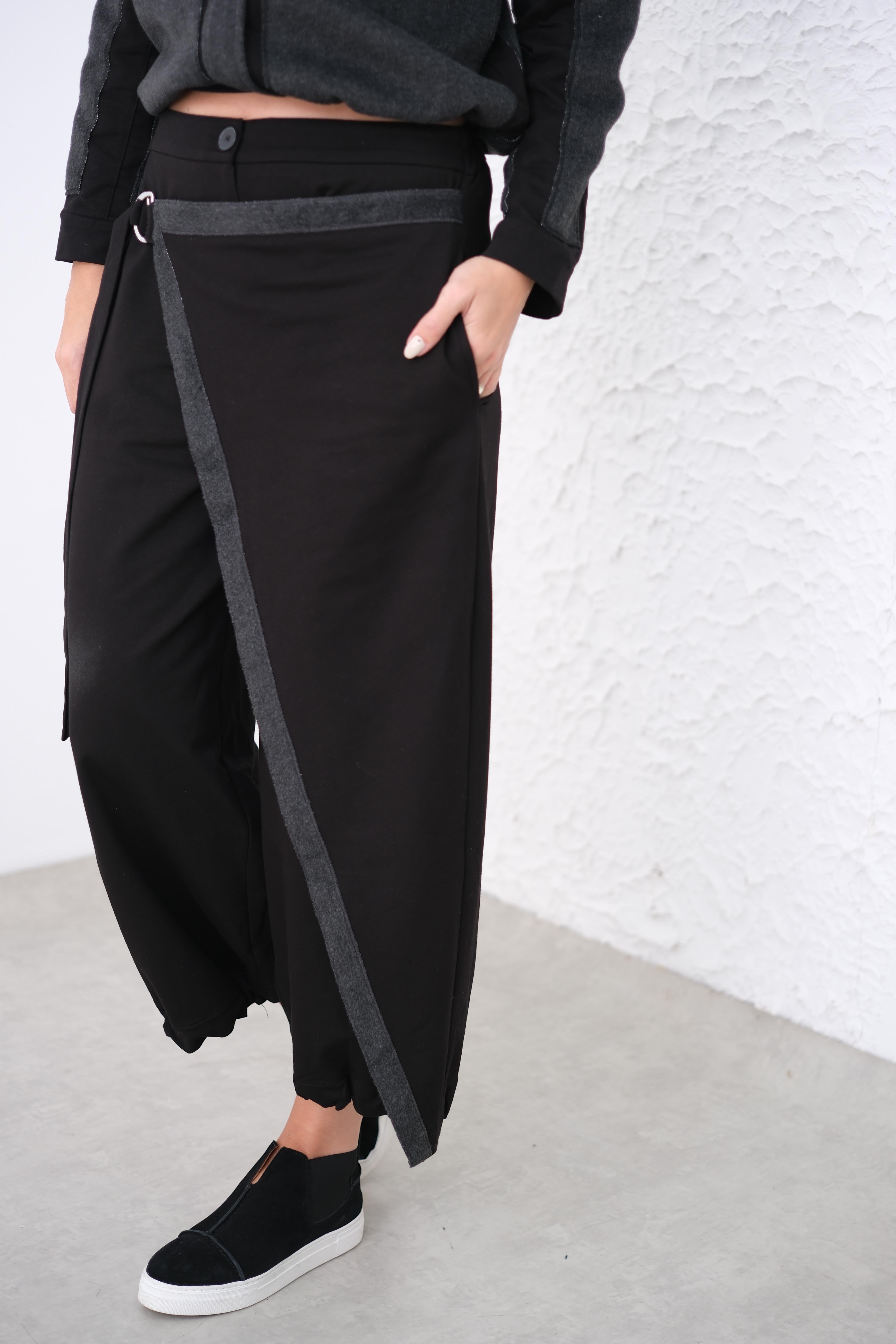 MARTA KAPAKLI SİYAH PANTOLON