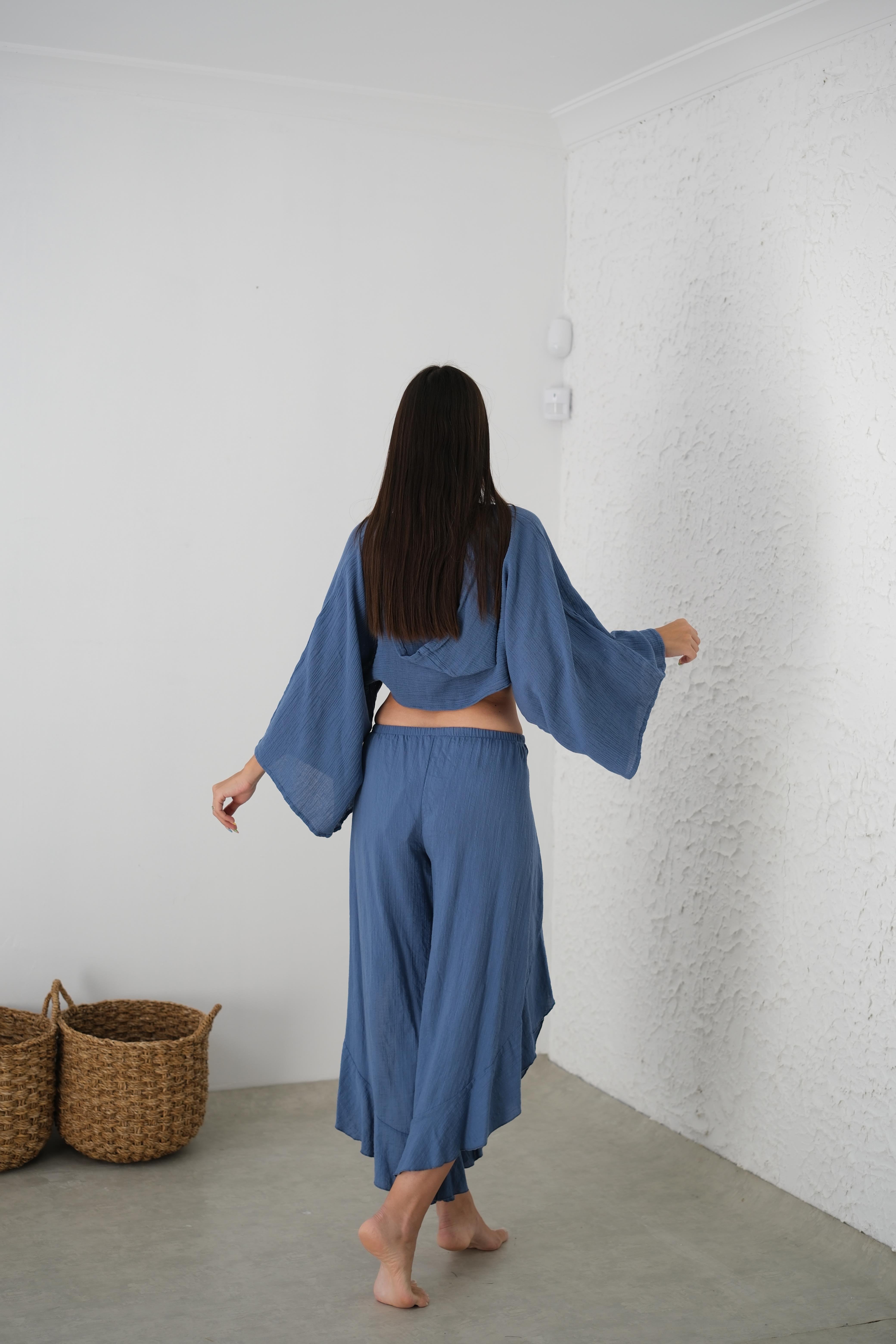 MAYA FIRFIRLI İNDİGO PANTOLON