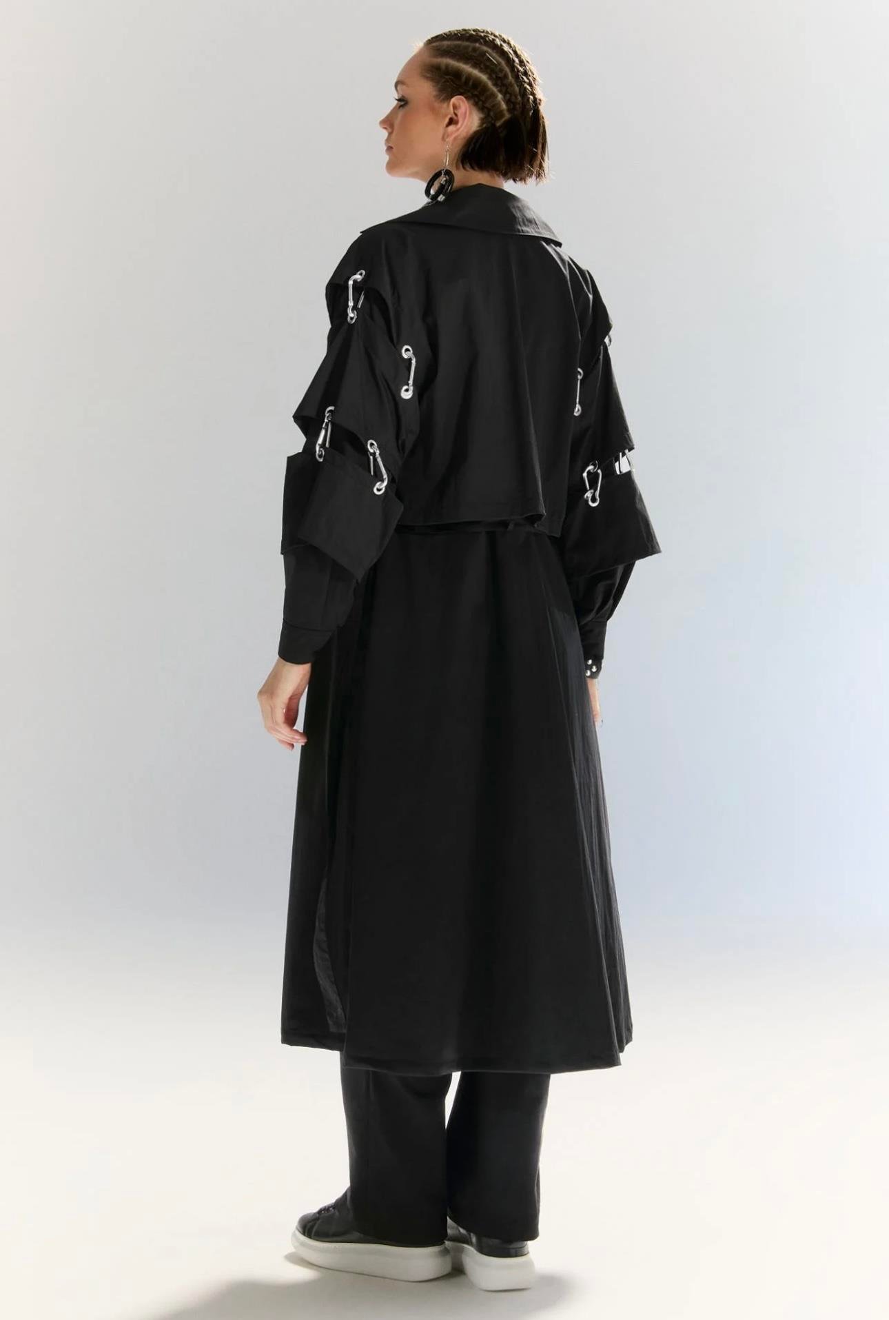 MEXİCO KANCALI SİYAH TRENÇKOT