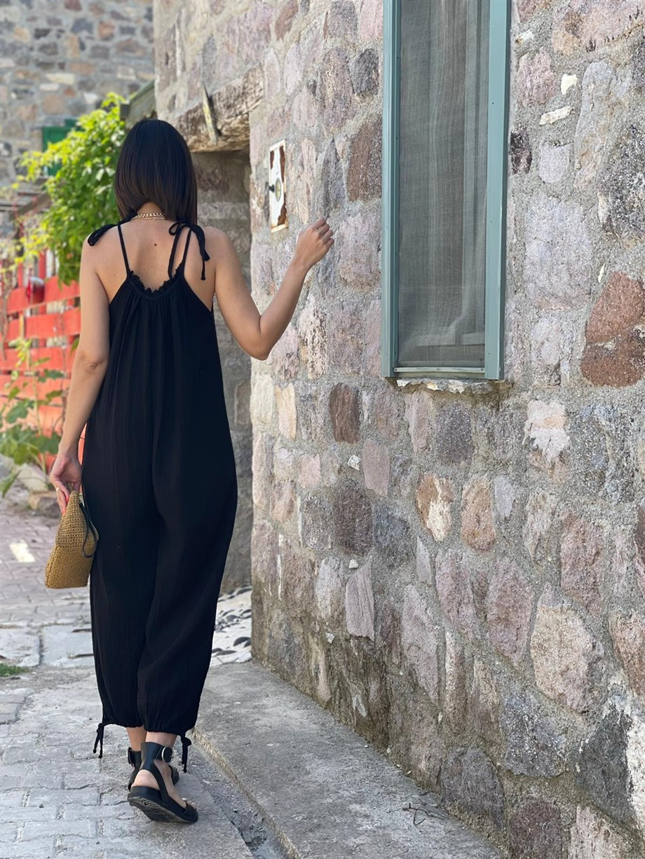 MİLAS SİYAH MÜSLİN TULUM