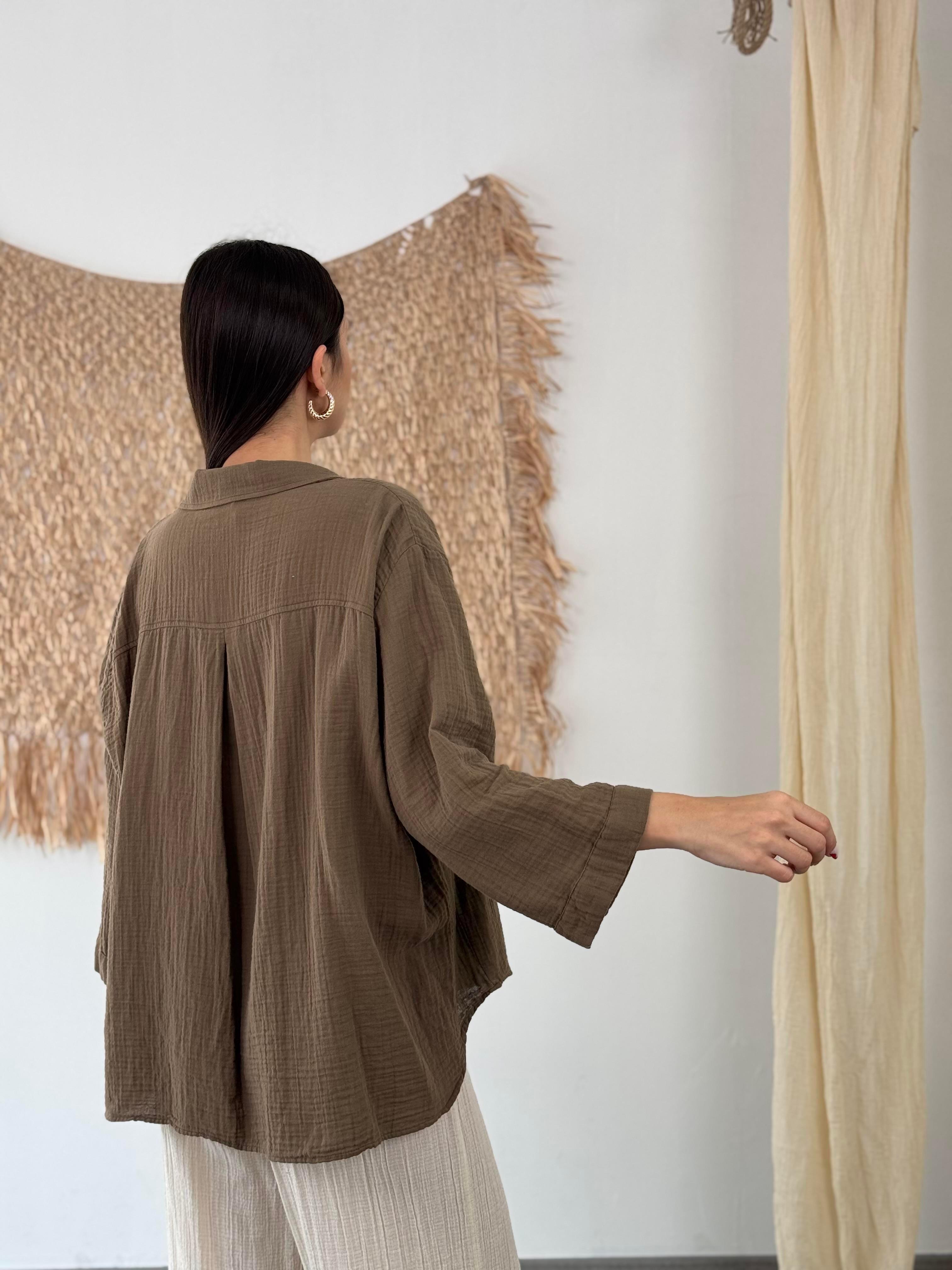 MİNSK ACI KAHVE MÜSLİN GÖMLEK