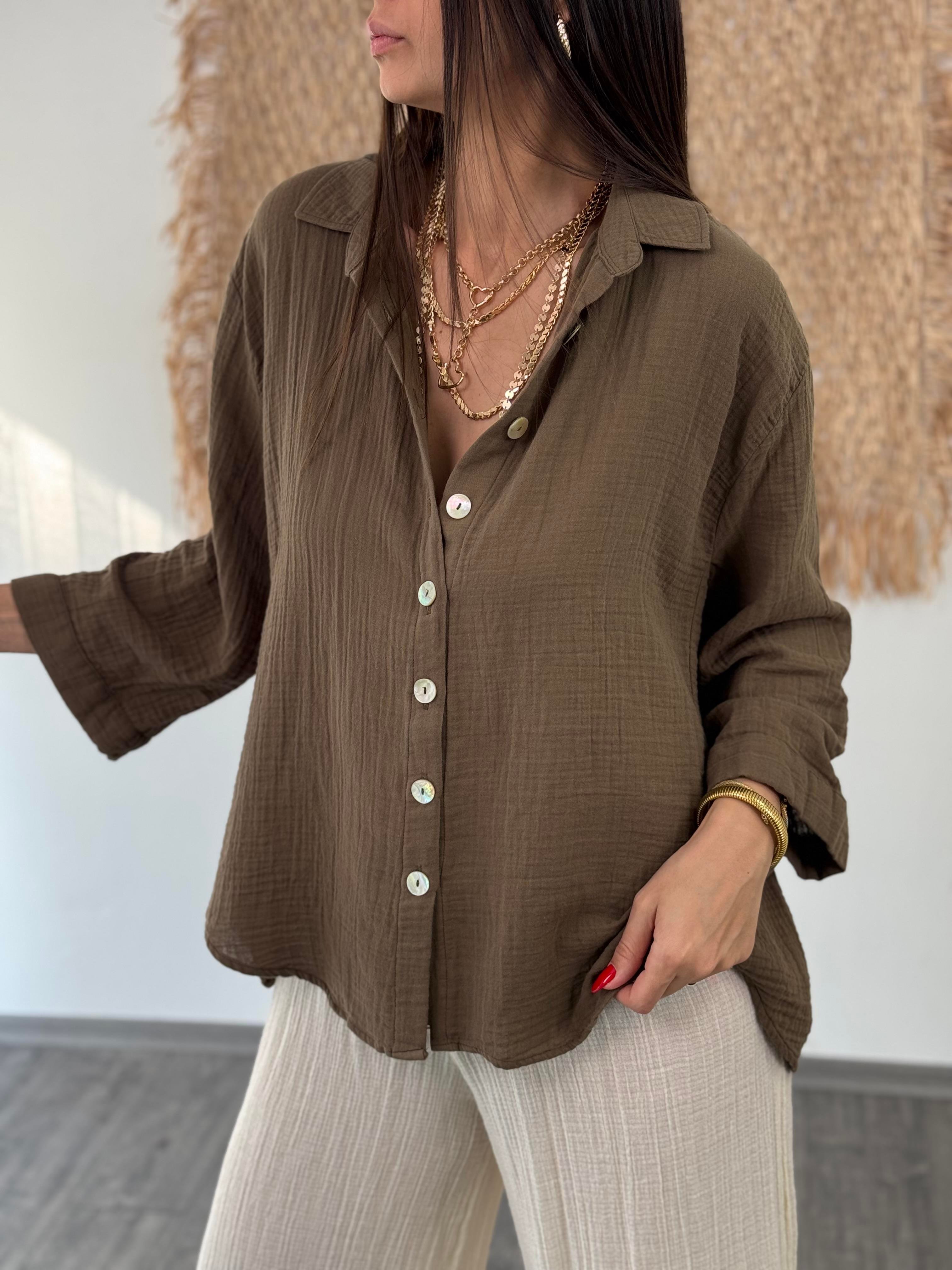 MİNSK ACI KAHVE MÜSLİN GÖMLEK