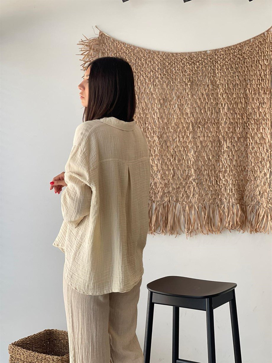 MİNSK BEJ MÜSLİN GÖMLEK