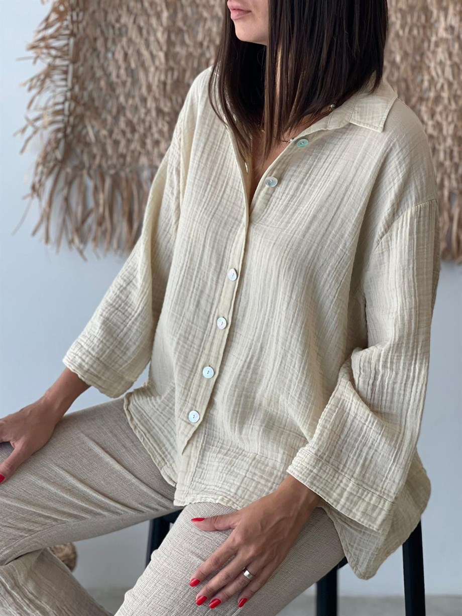 MİNSK BEJ MÜSLİN GÖMLEK