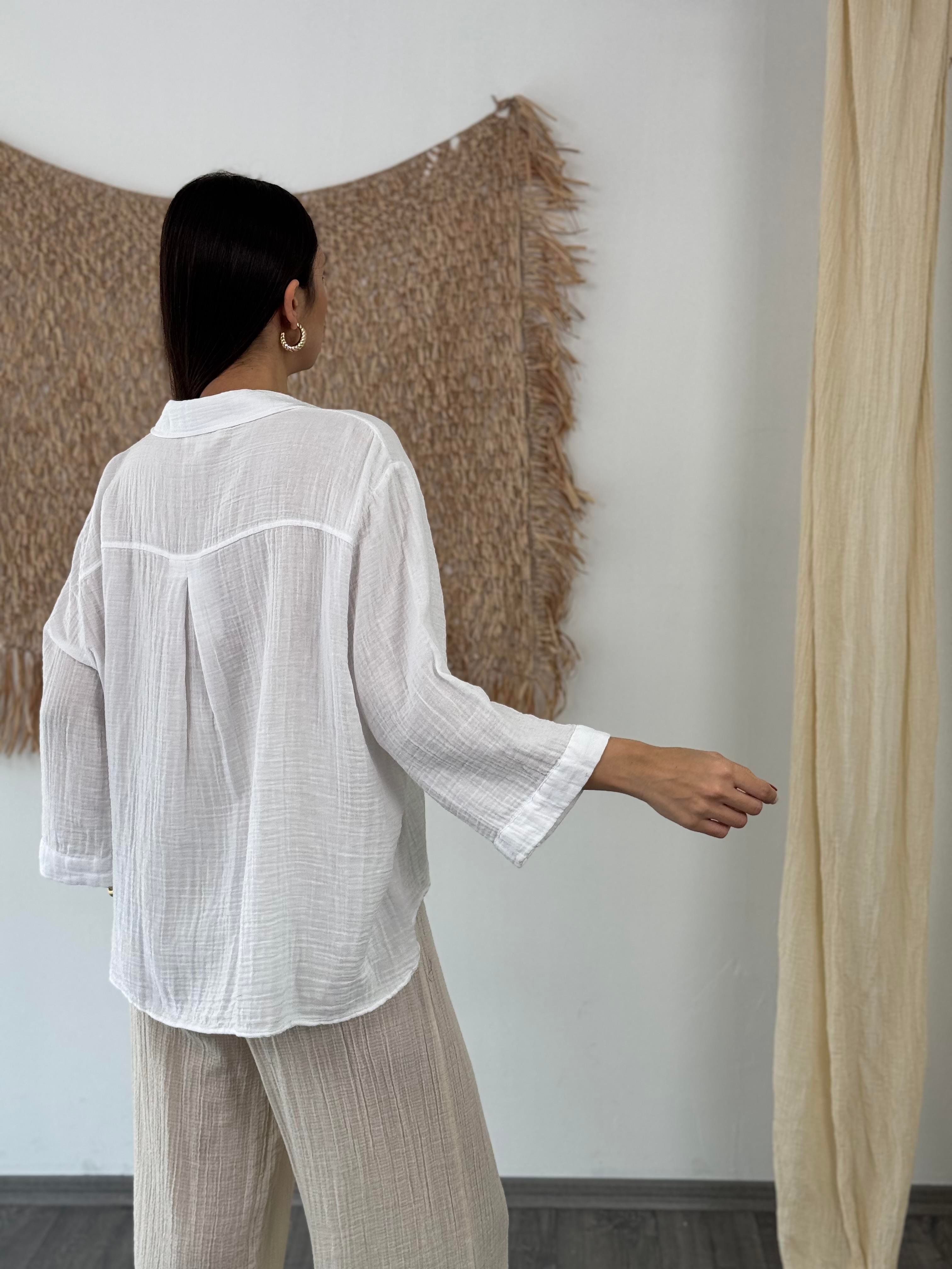 MİNSK BEYAZ MÜSLİN GÖMLEK