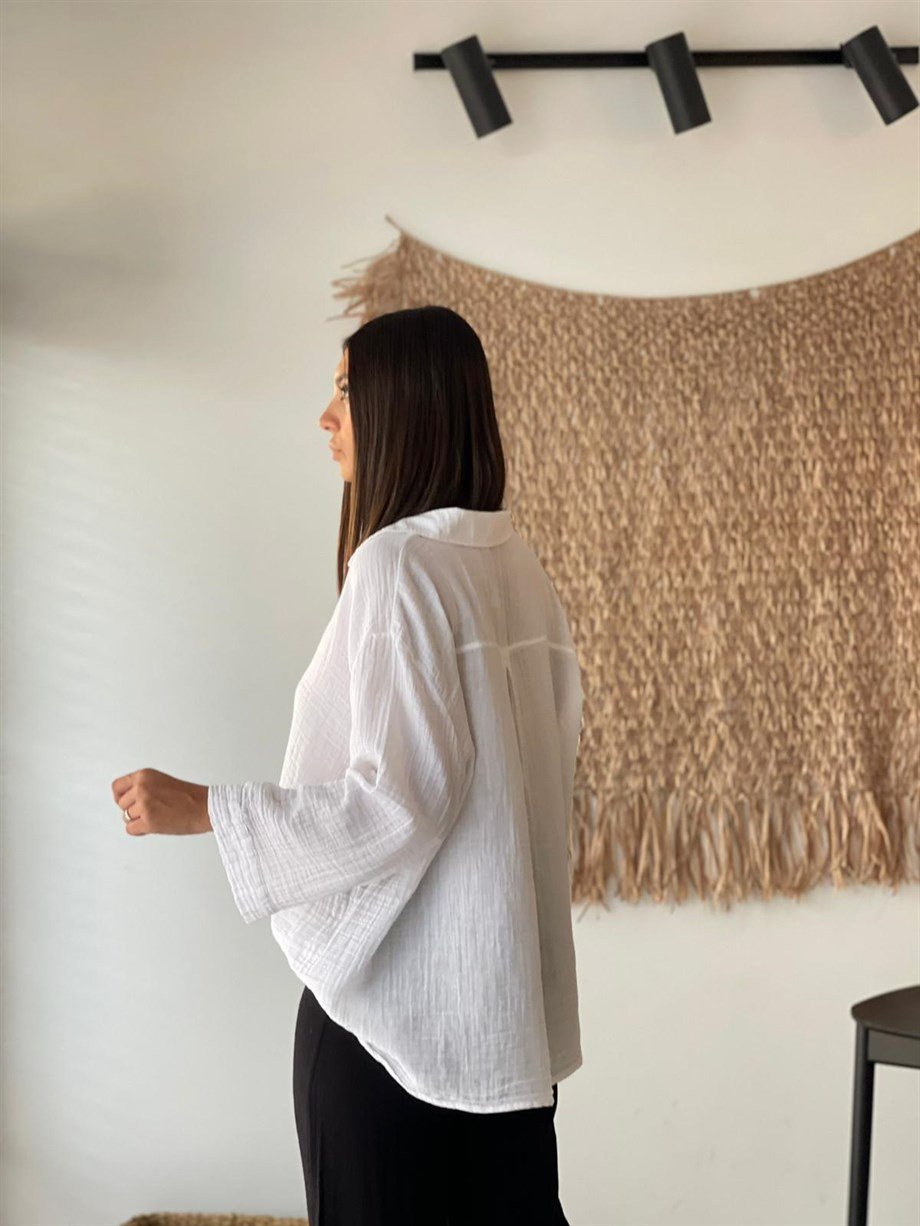 MİNSK BEYAZ MÜSLİN GÖMLEK