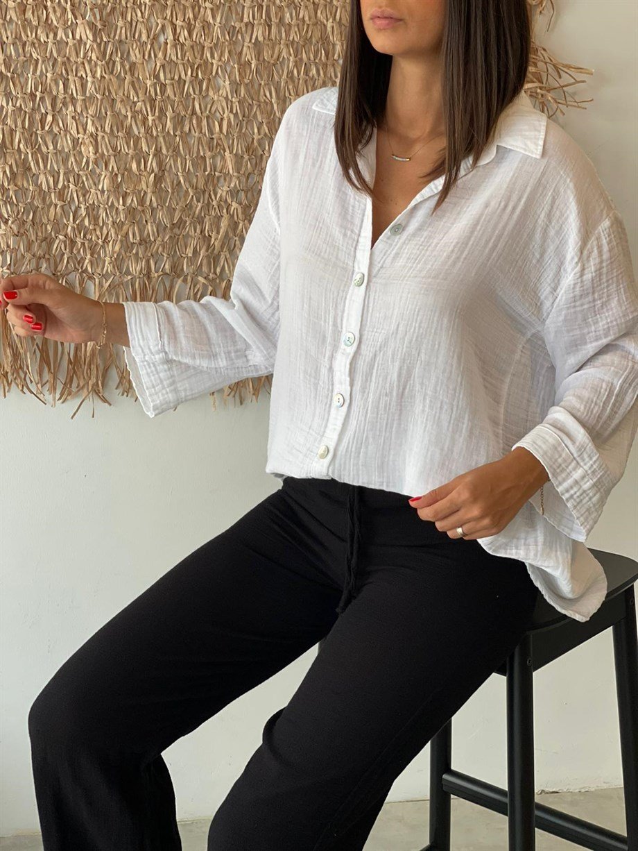 MİNSK BEYAZ MÜSLİN GÖMLEK