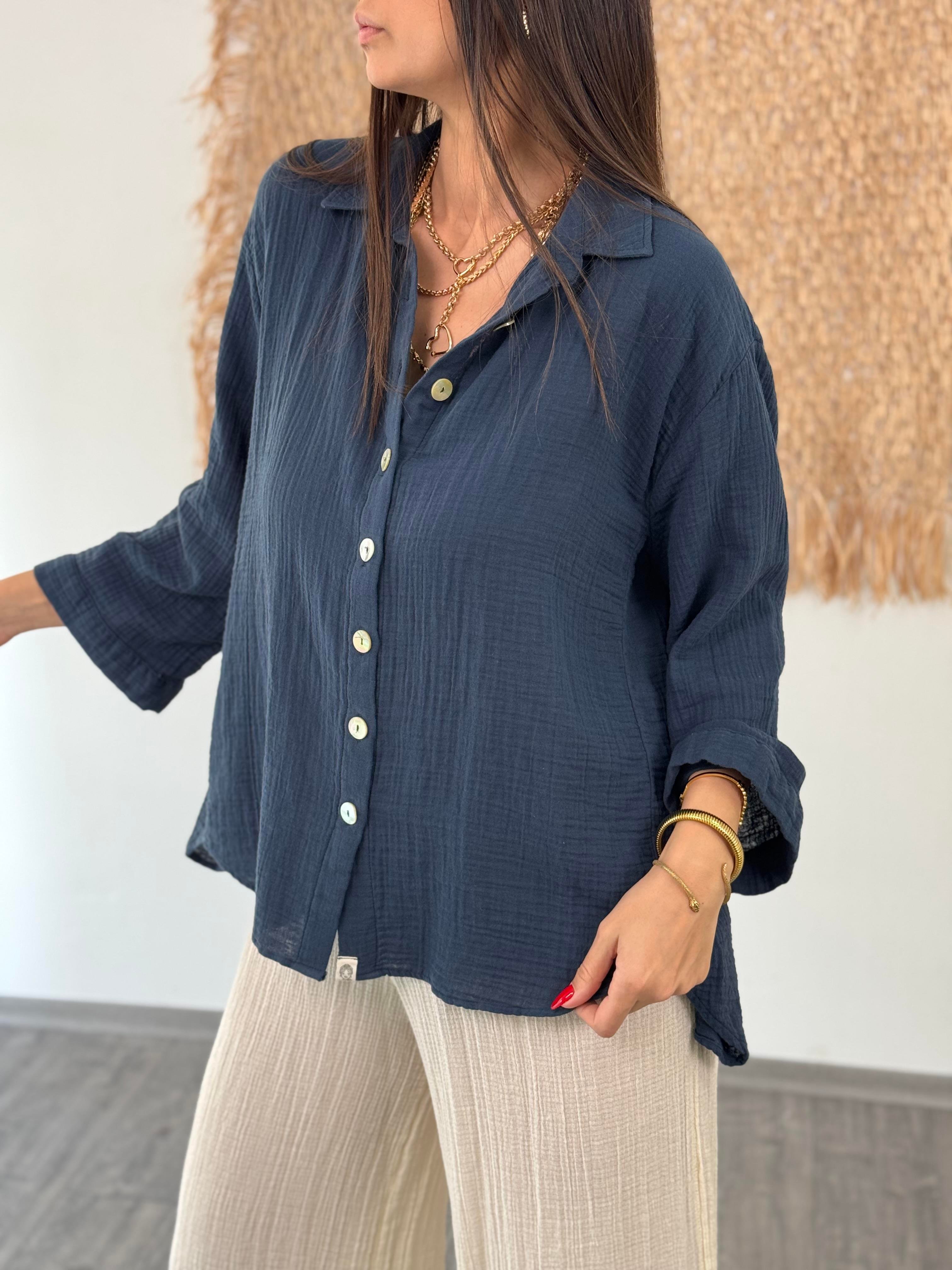 MİNSK PETROL MAVİSİ MÜSLİN GÖMLEK