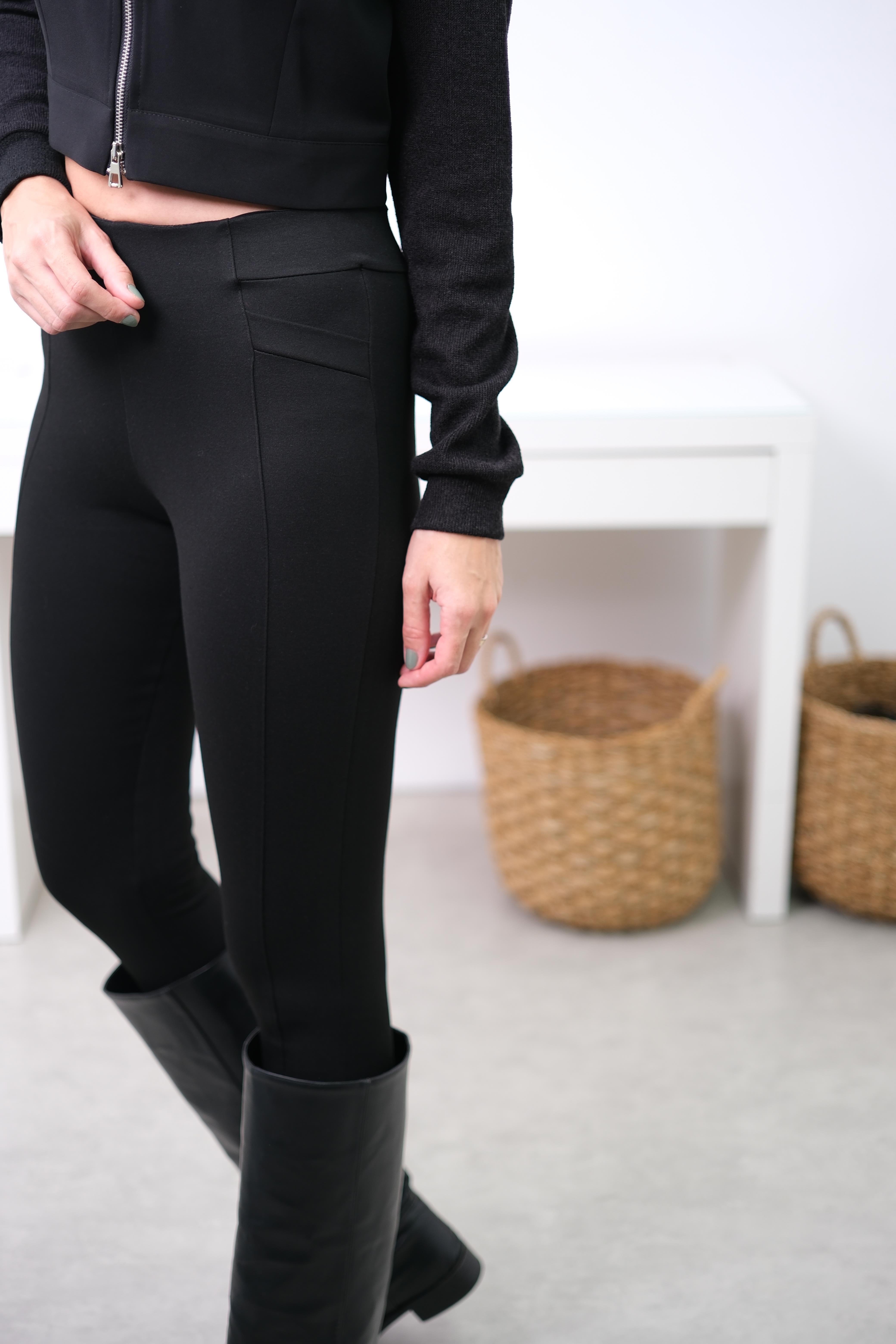 MOTO BEL DETAYLI SİYAH TAYT