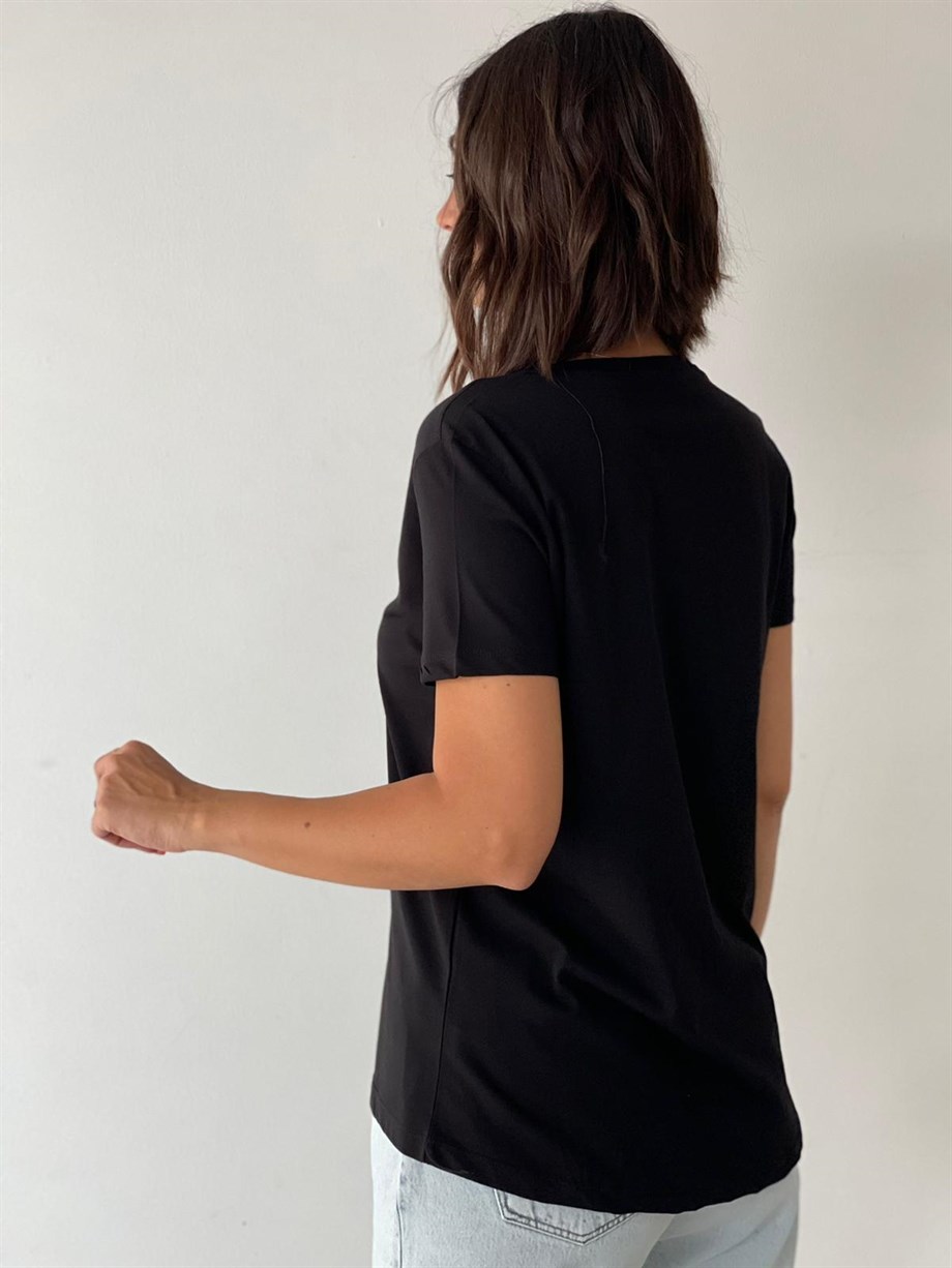 MOYER BİSİKLET YAKA SİYAH TİŞÖRT