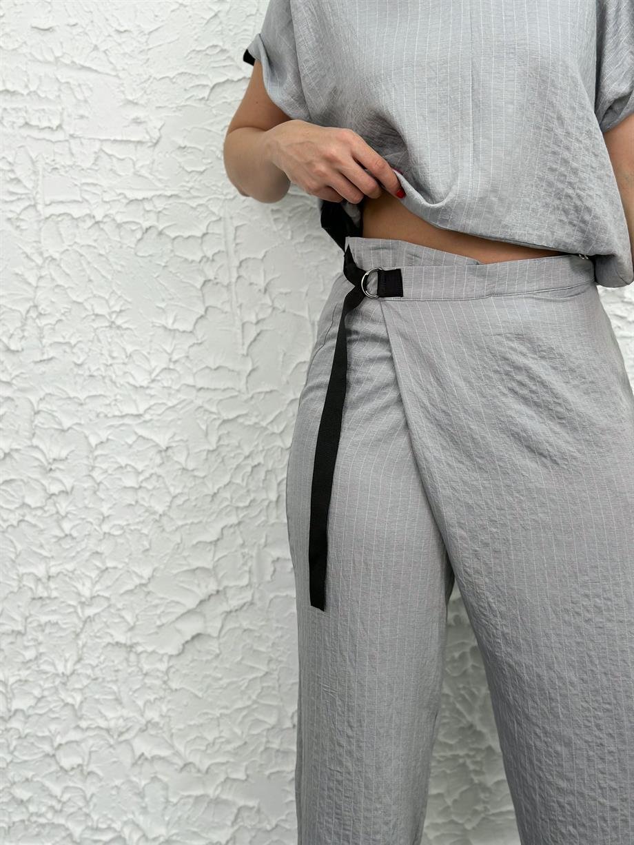 MOZA GRİ ÇİZGİLİ PANTOLON