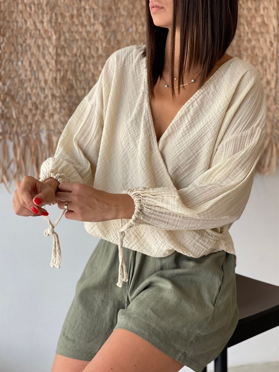 NAPORTEN BEJ MÜSLİN BLUZ