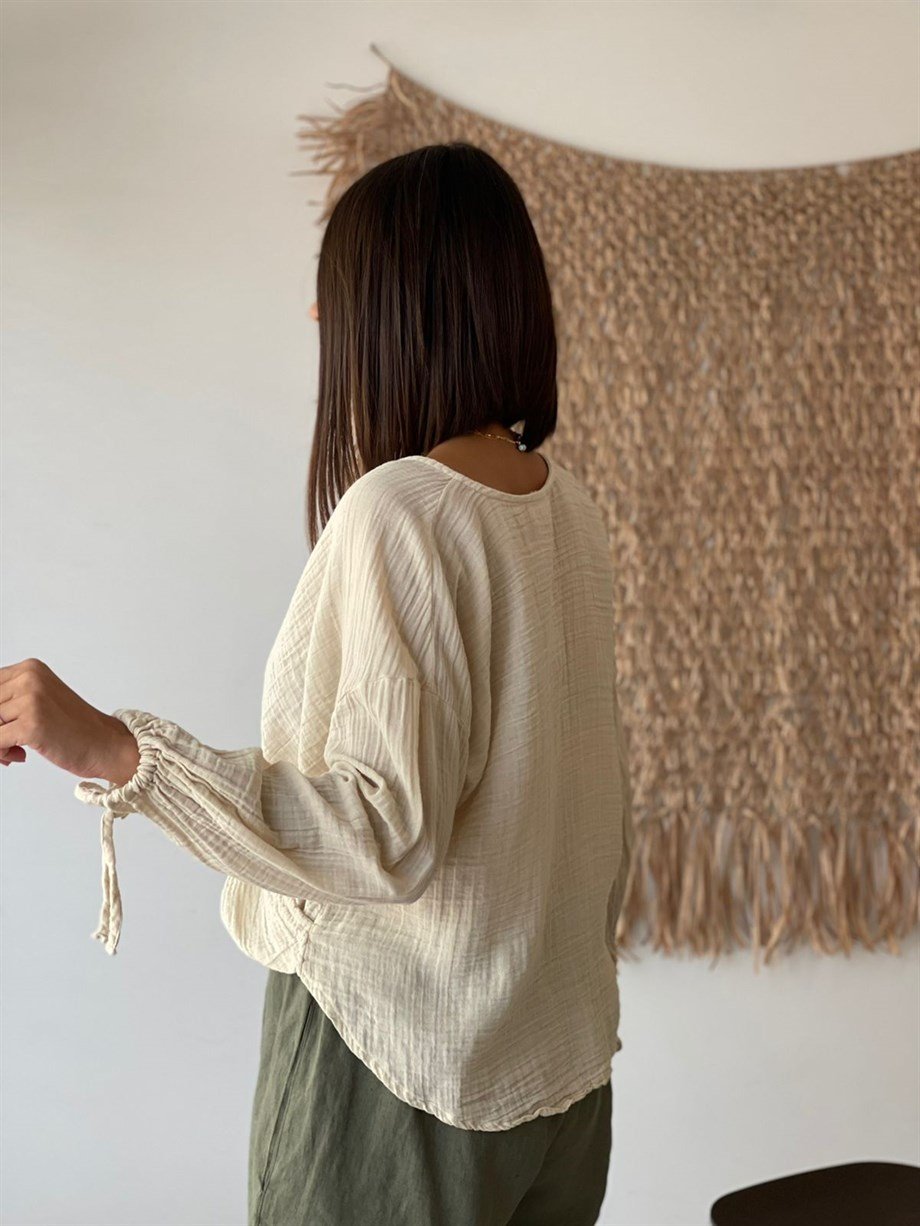 NAPORTEN BEJ MÜSLİN BLUZ