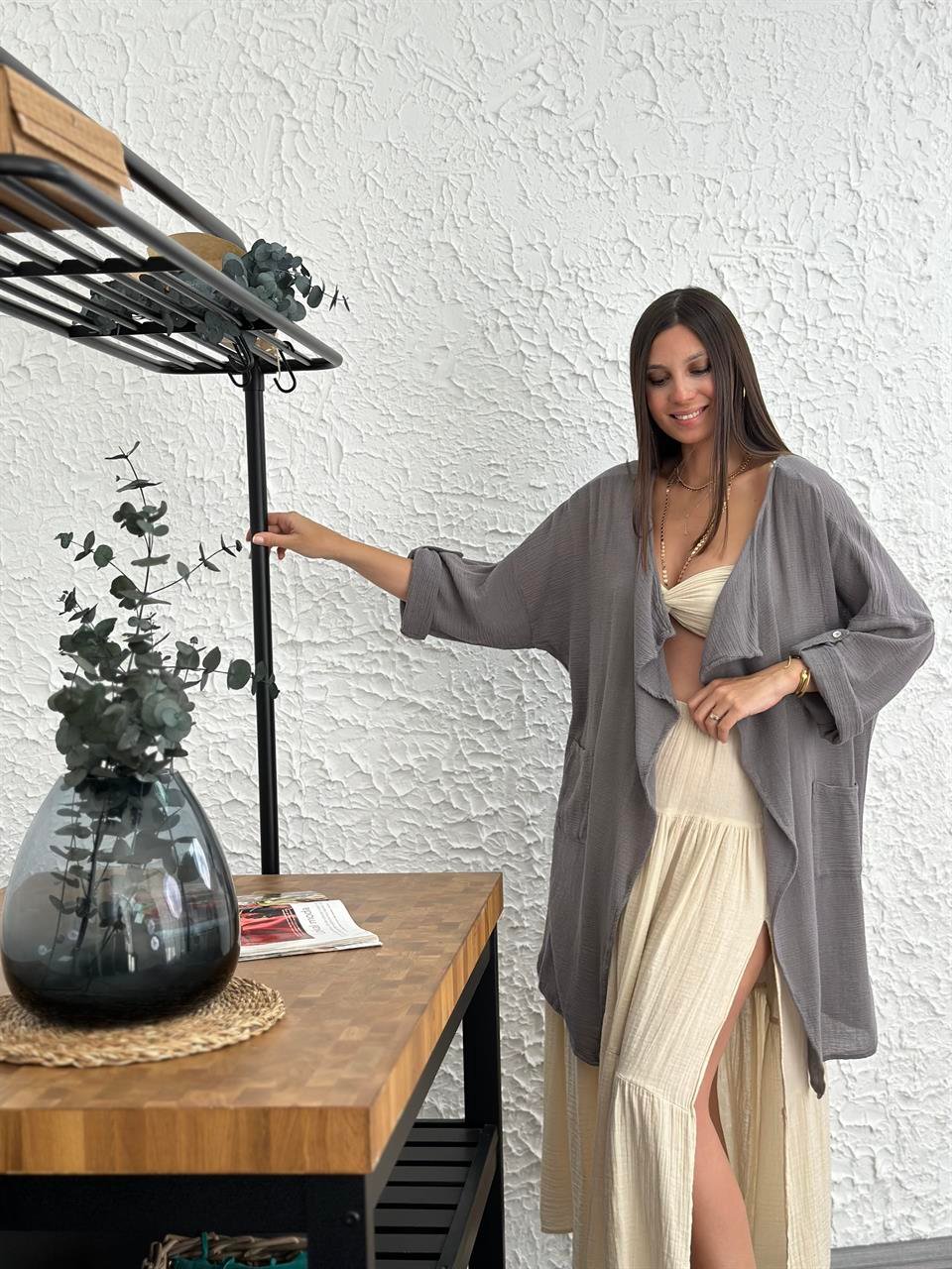 NATURAL ANTRASİT KAFTAN