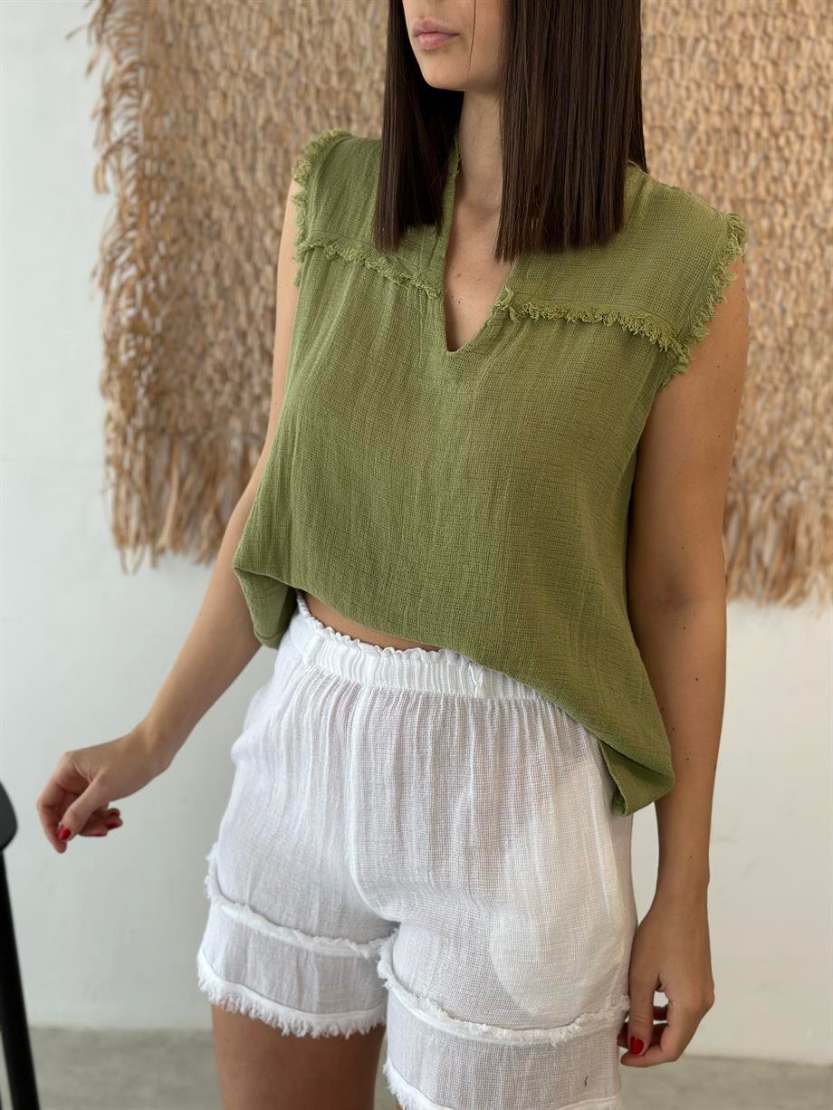 NATURAL SAGE GREEN BLUZ