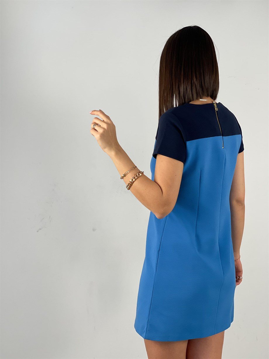 NAVY MAVİ BLOKLU ELBİSE