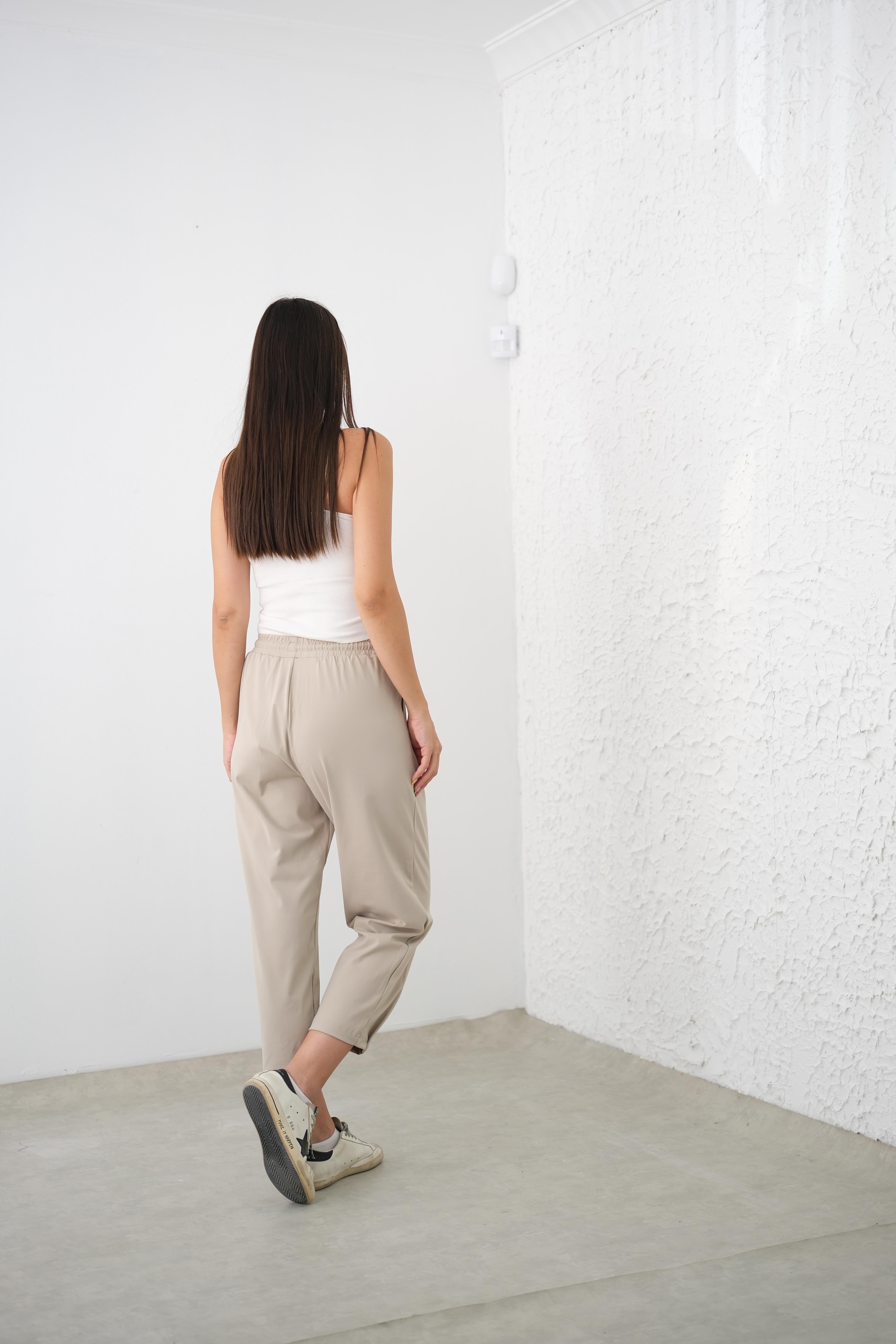 NAYO BEL LASTİKLİ BEJ PANTOLON