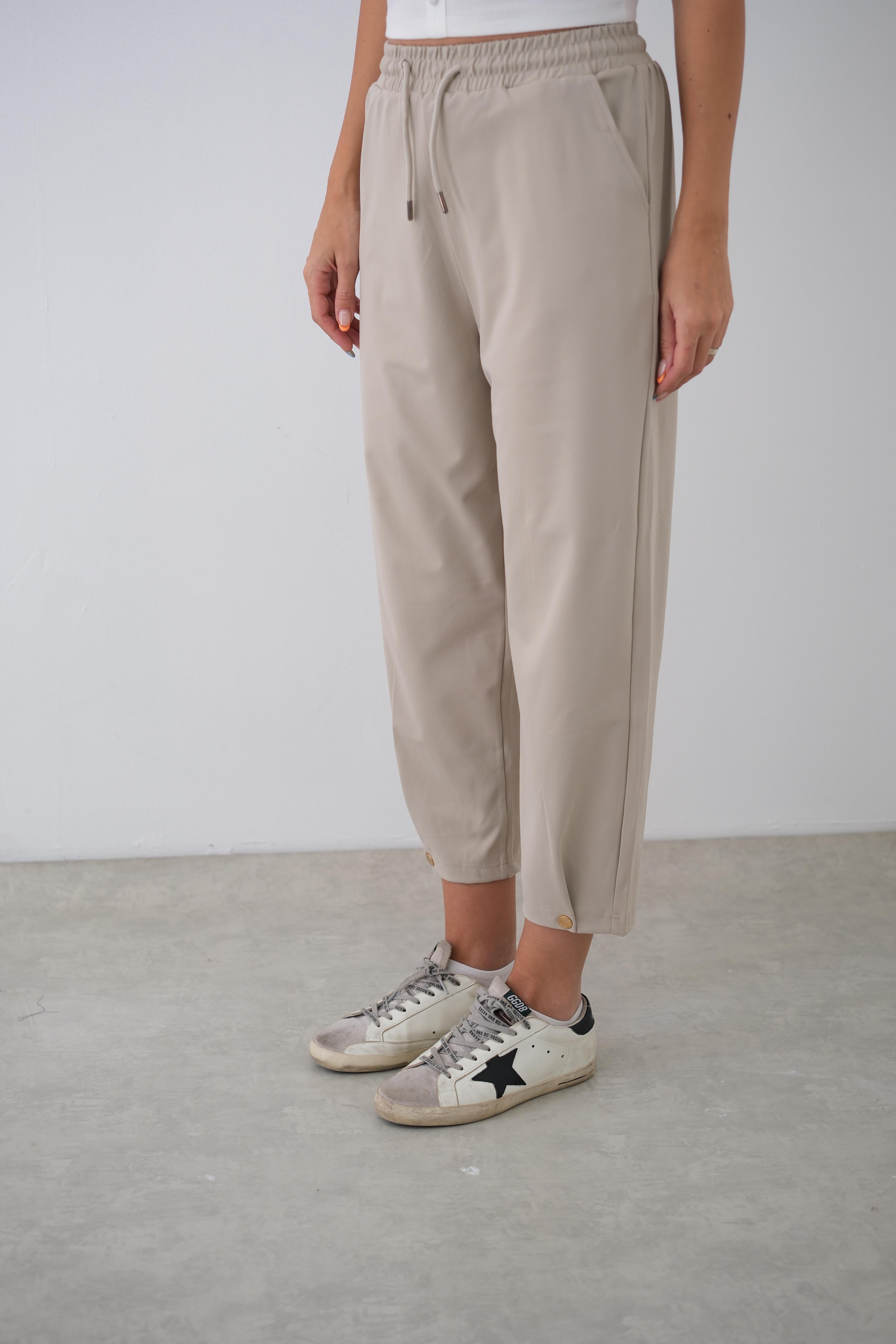 NAYO BEL LASTİKLİ BEJ PANTOLON