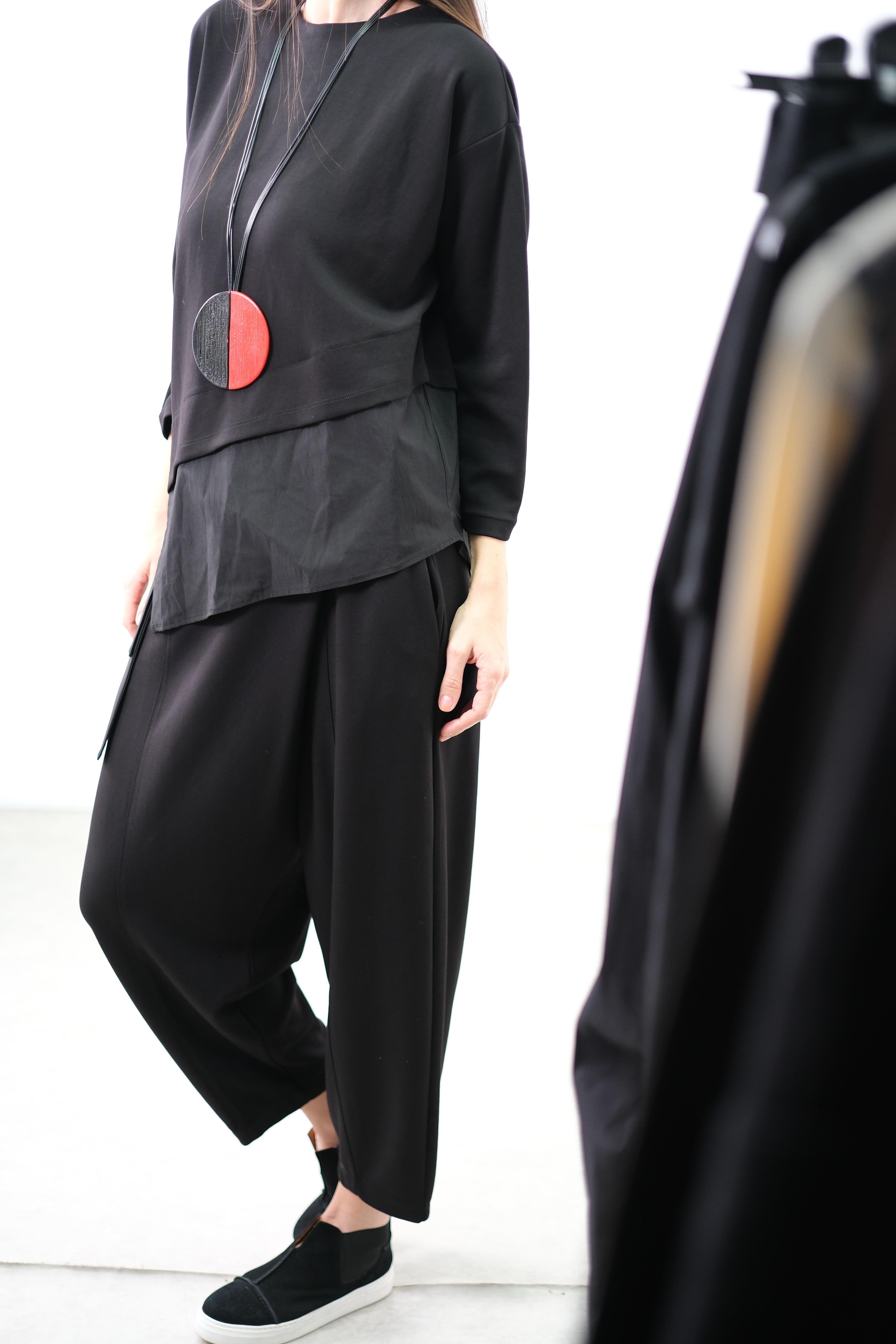 NERO KOLYELİ SİYAH MODAL BLUZ