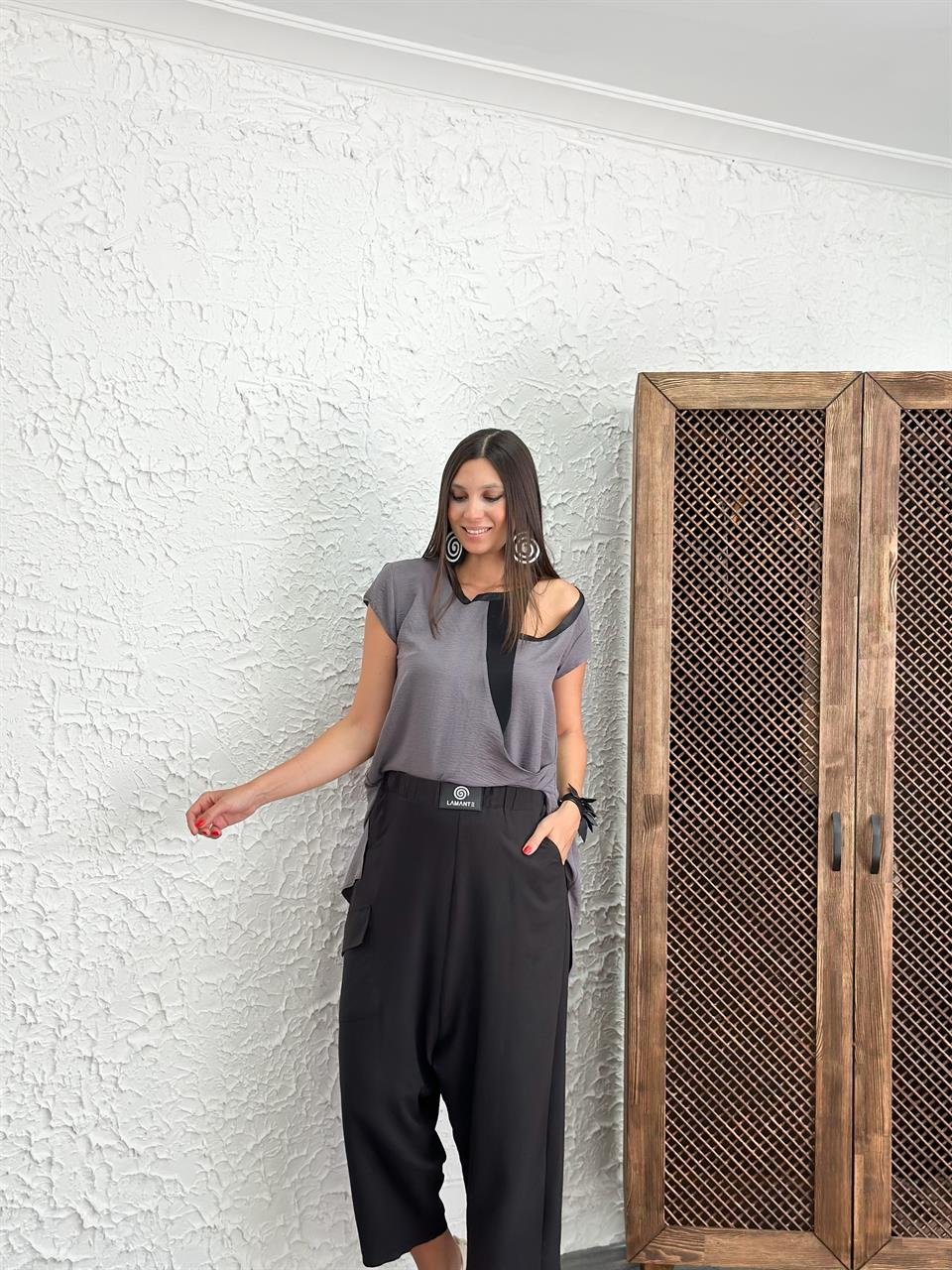 NİCE ANTRASİT TASARIM BLUZ