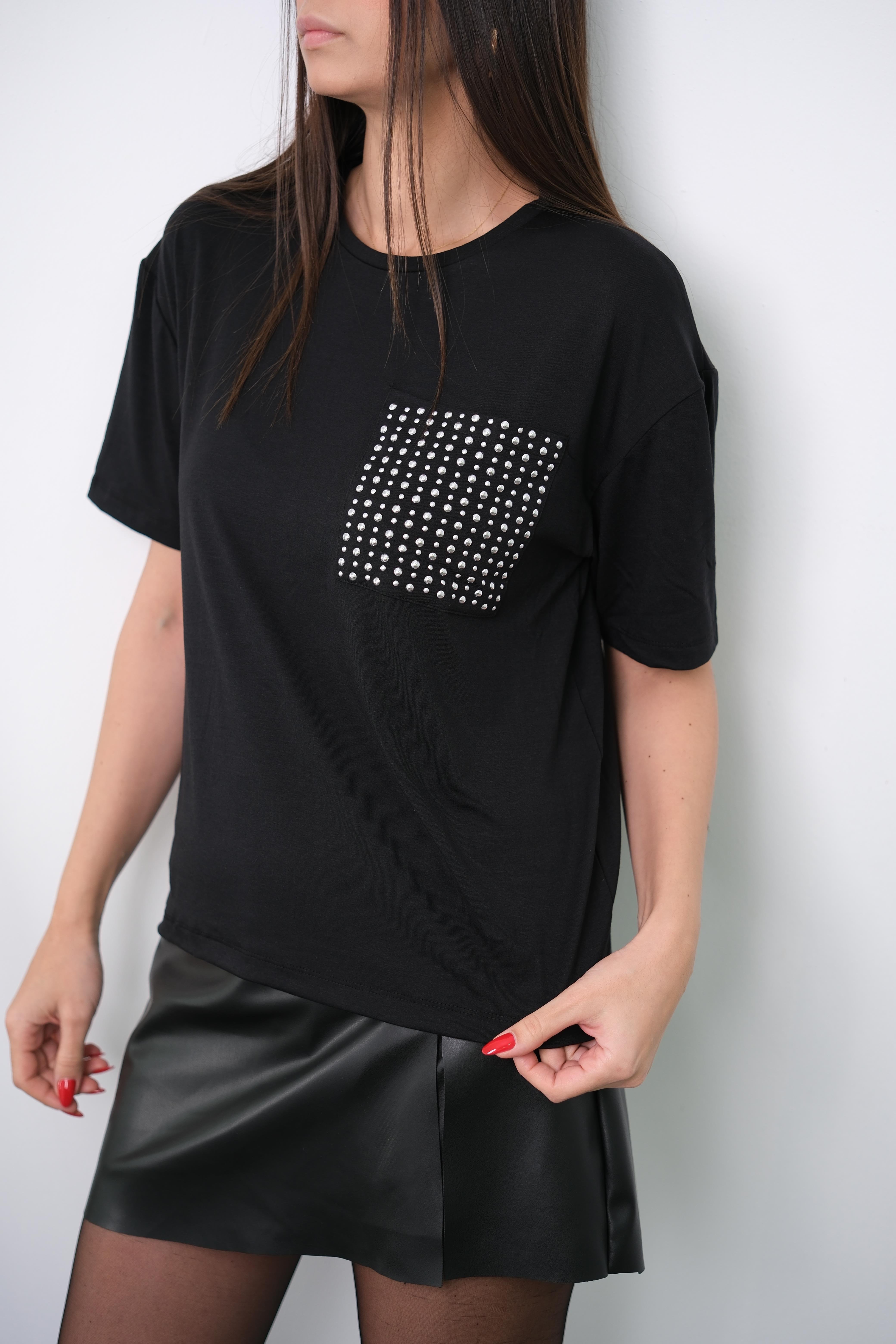 NİMES TAŞLI SİYAH TİŞÖRT