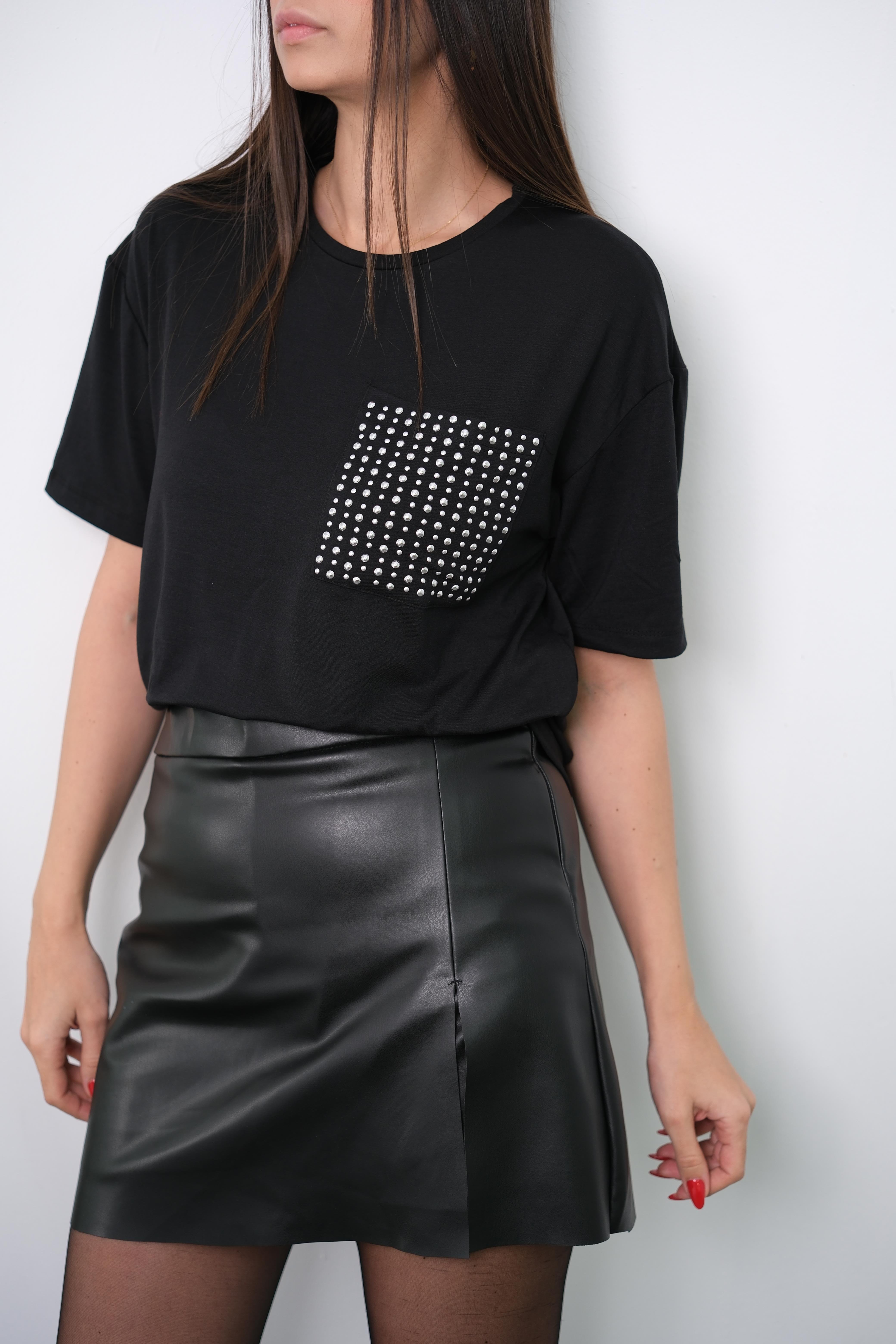 NİMES TAŞLI SİYAH TİŞÖRT