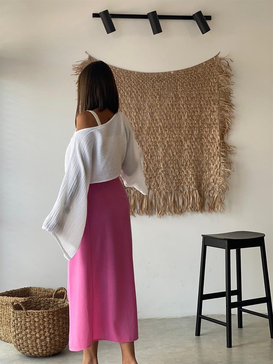 NİXİE PEMBE KETEN ANVELOP ETEK