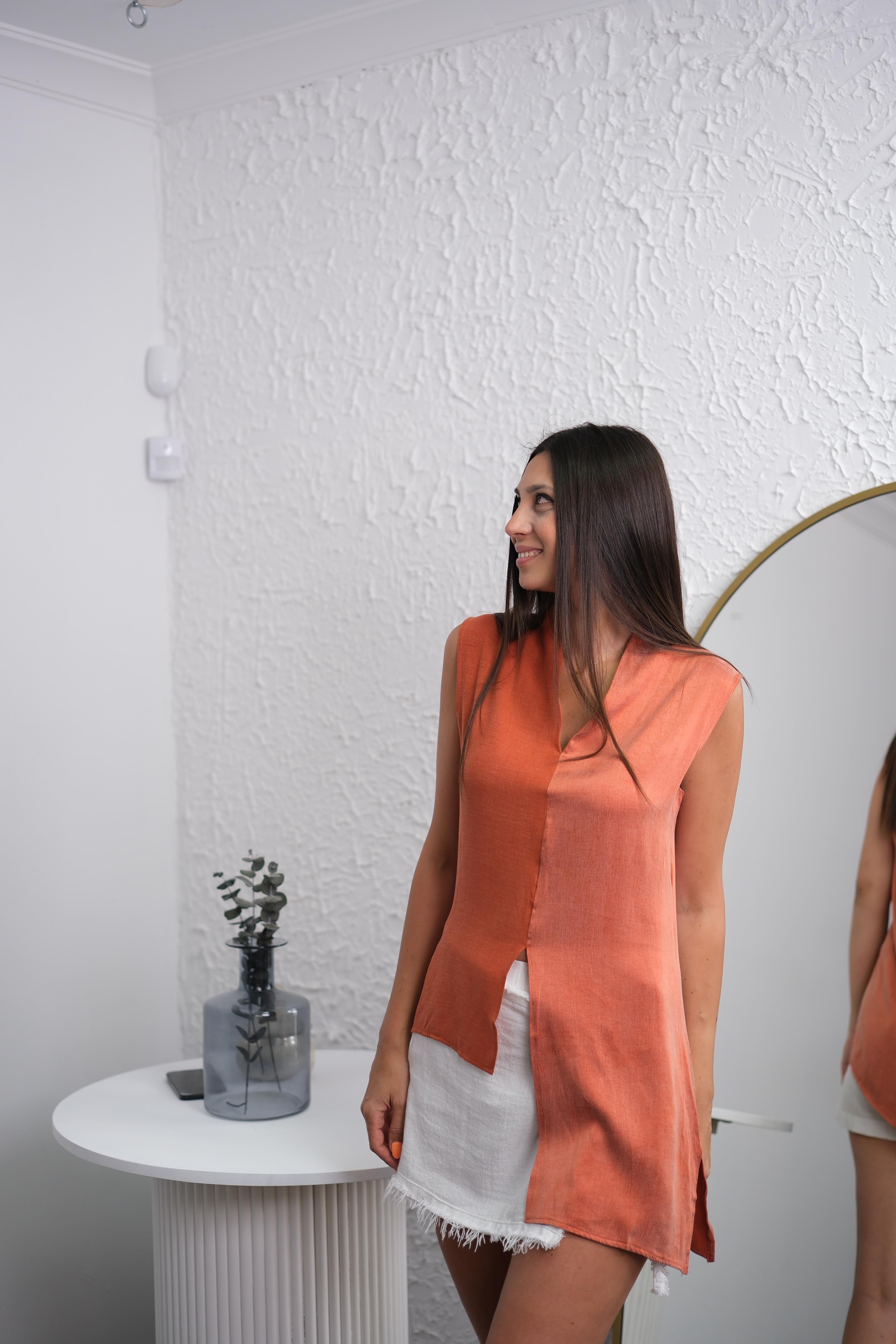 OCALİPTUS ASİMETRİK SOMON BLUZ