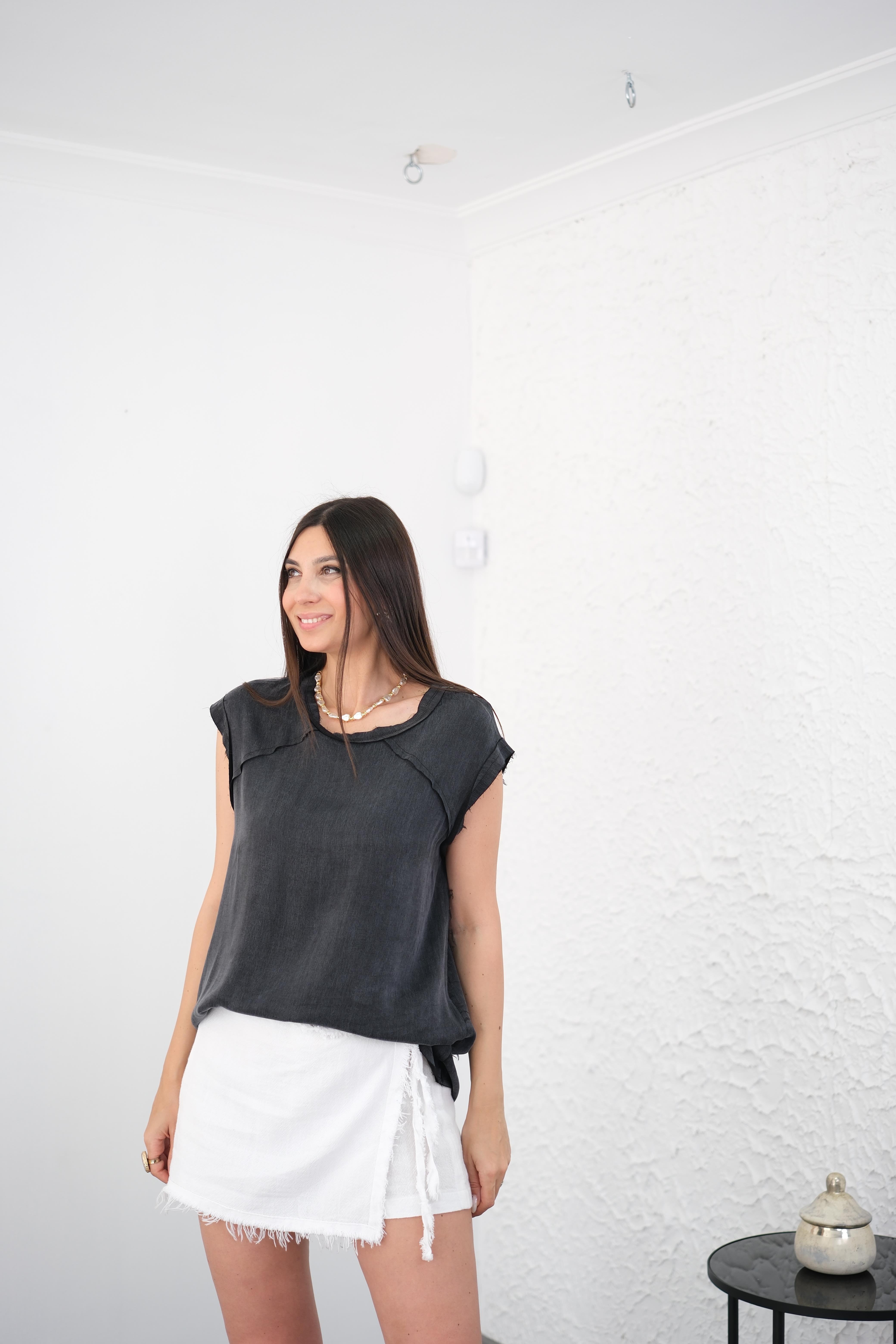 OCALİPTUS TERS DİKİŞ ANTRASİT BLUZ