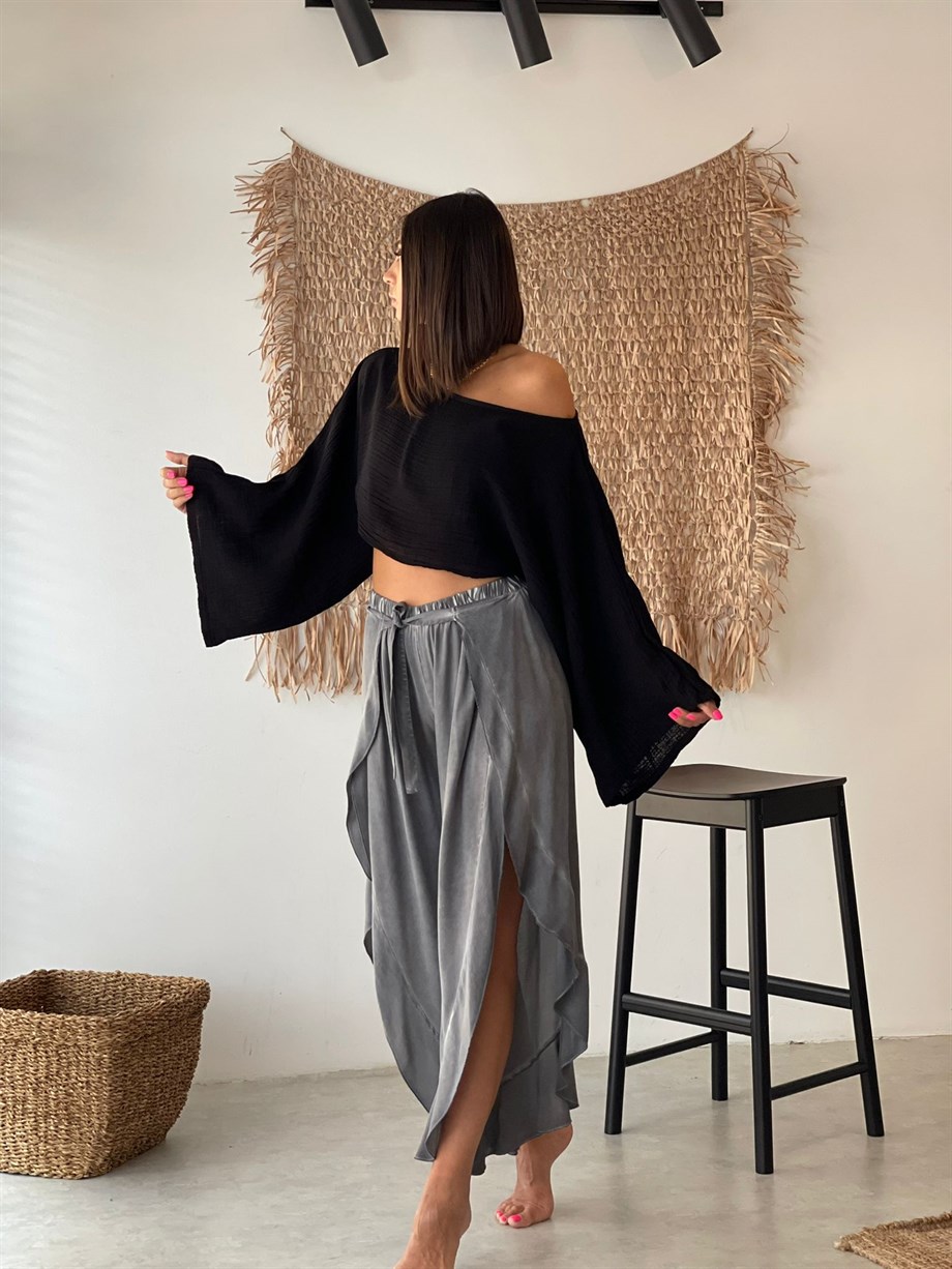 OLİVA SİYAH MÜSLİN TOP