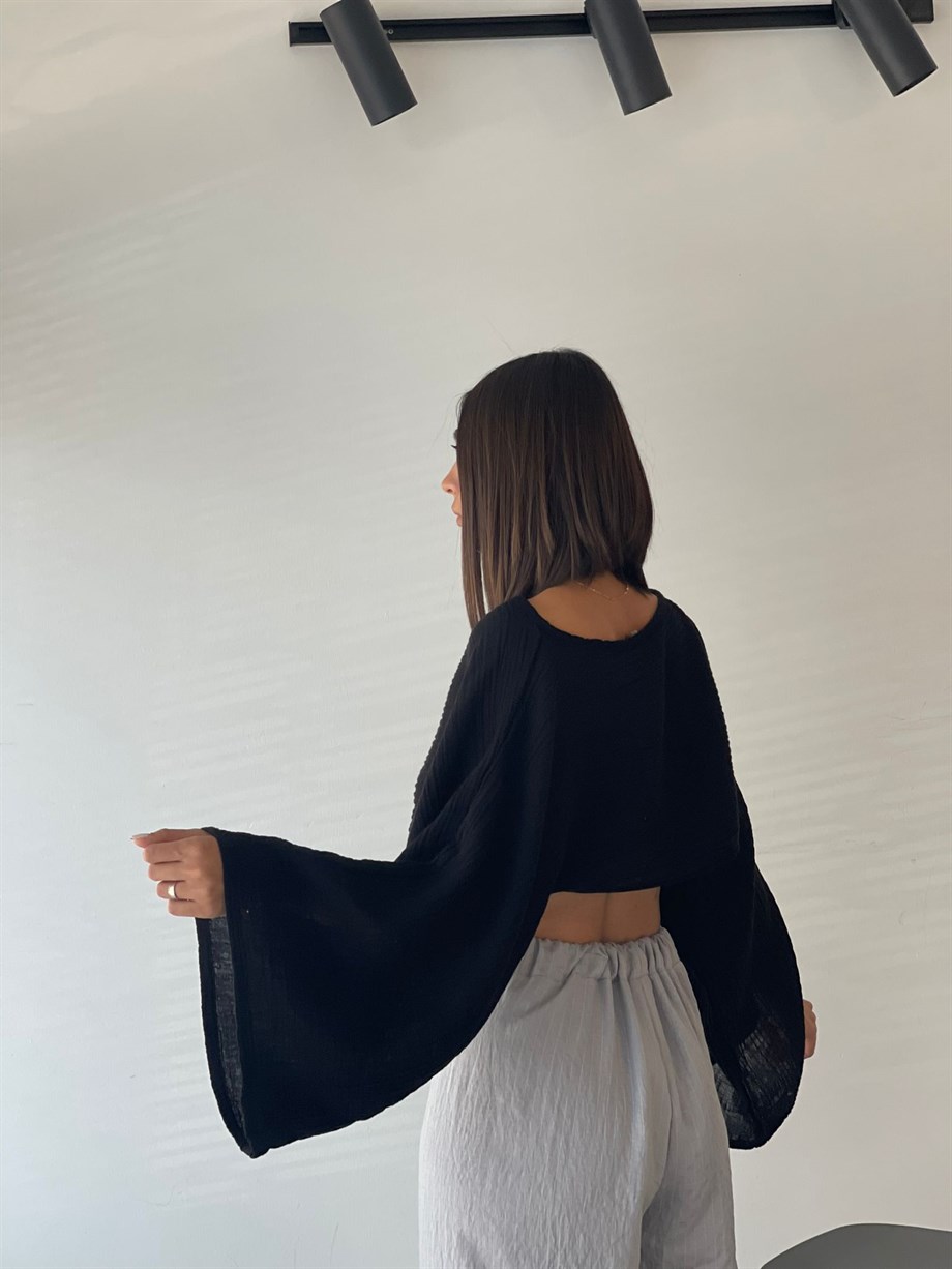 OLİVA SİYAH MÜSLİN TOP