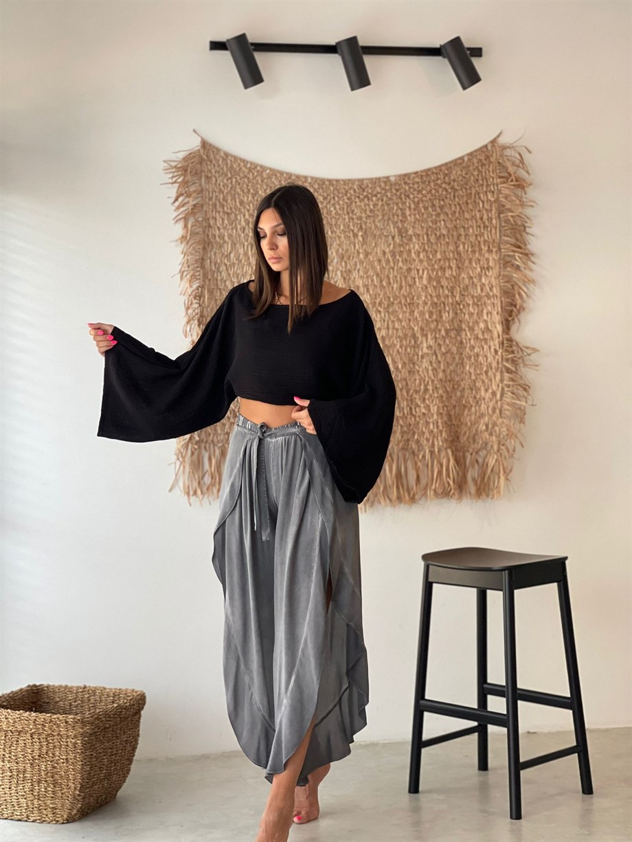 OLİVA SİYAH MÜSLİN TOP