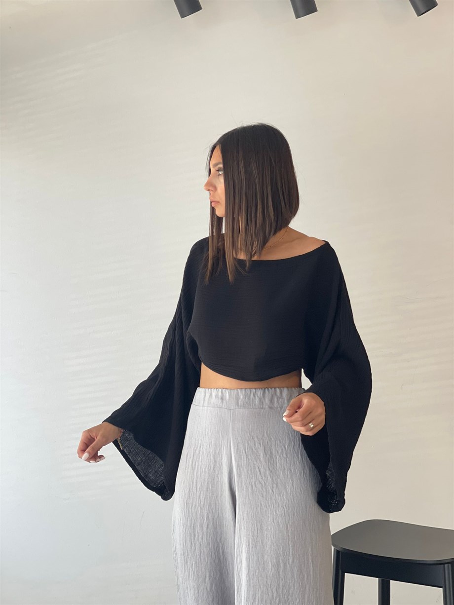 OLİVA SİYAH MÜSLİN TOP