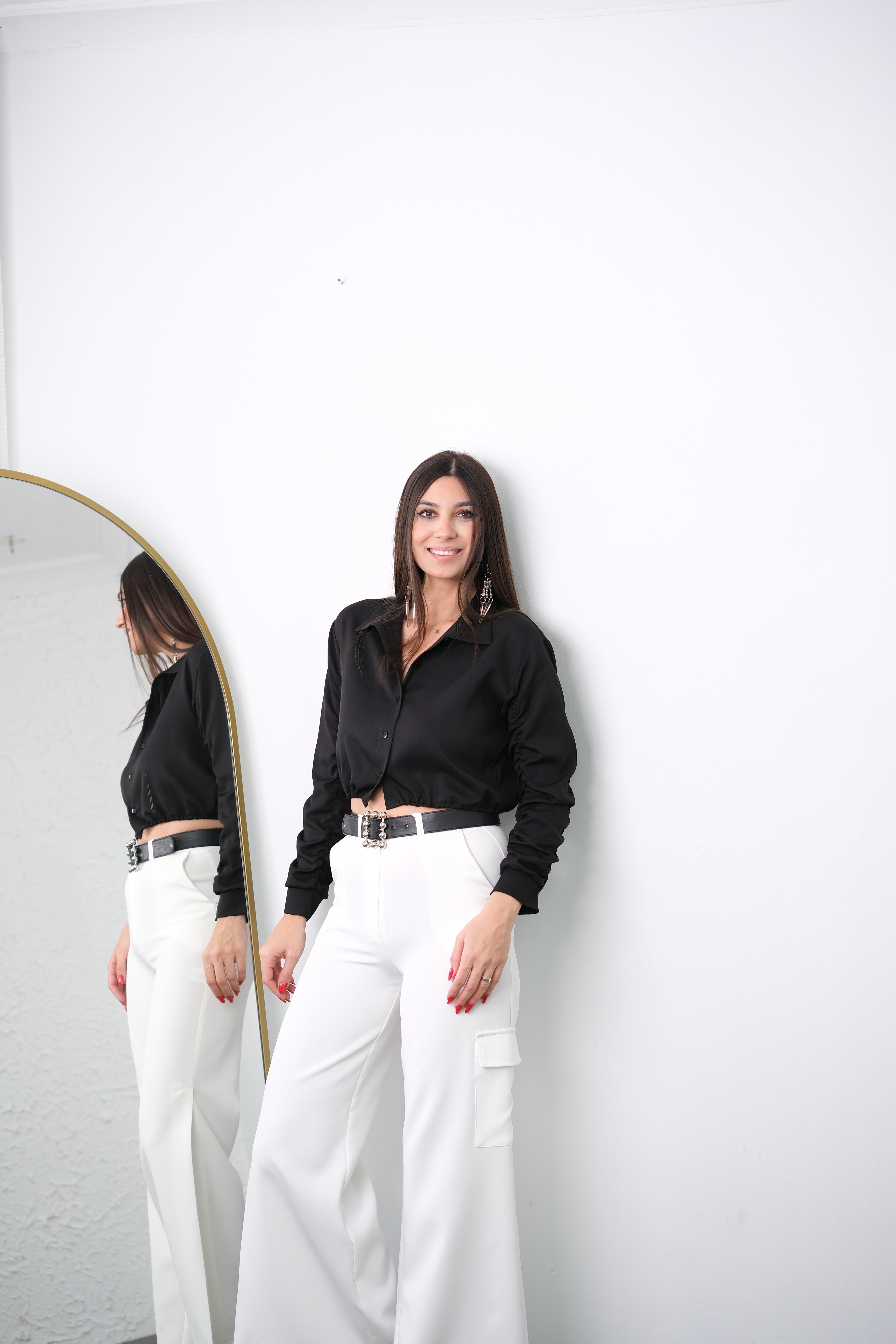 OPE SİYAH TASARIM GÖMLEK