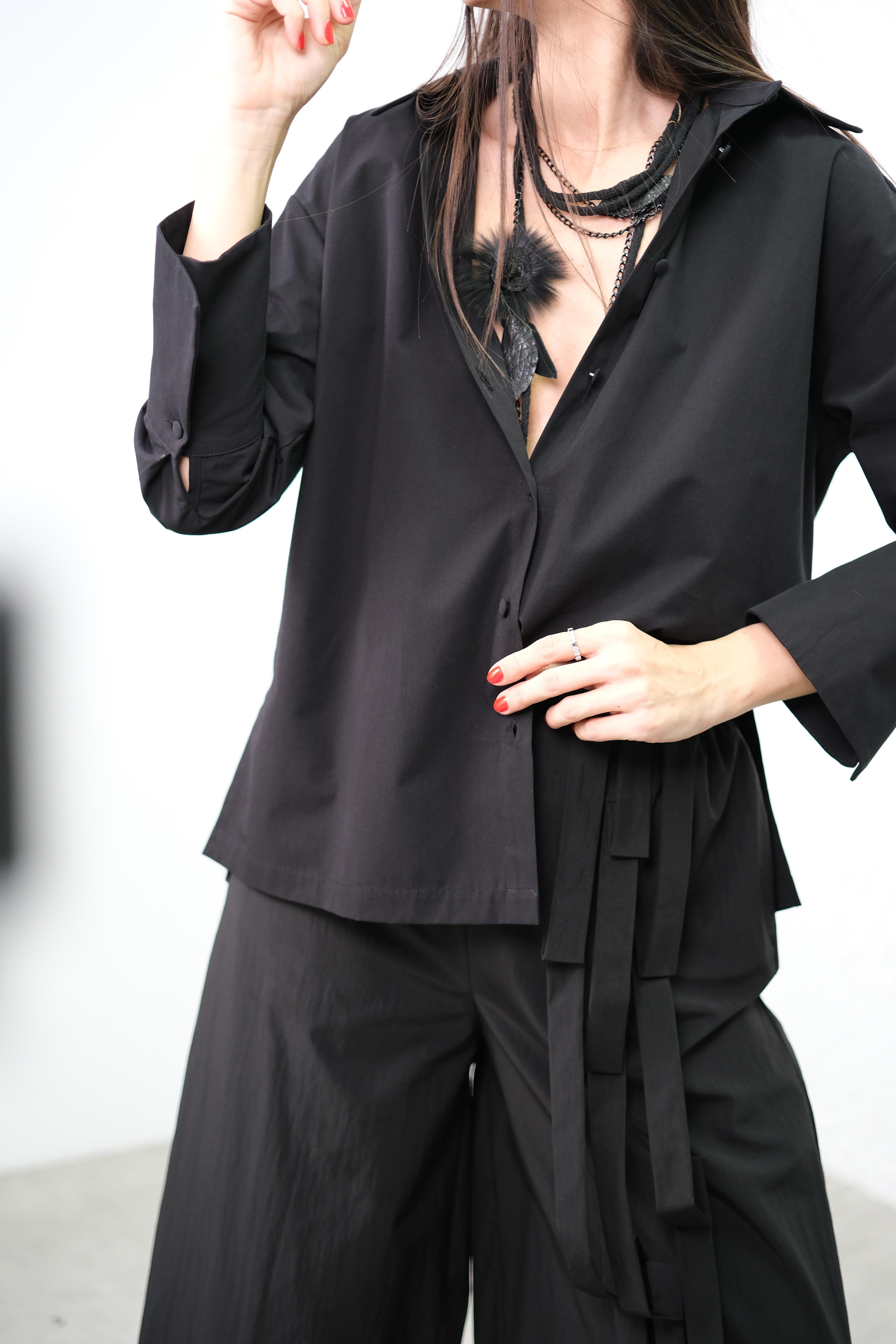 PARİZ SİYAH POPLİN GÖMLEK